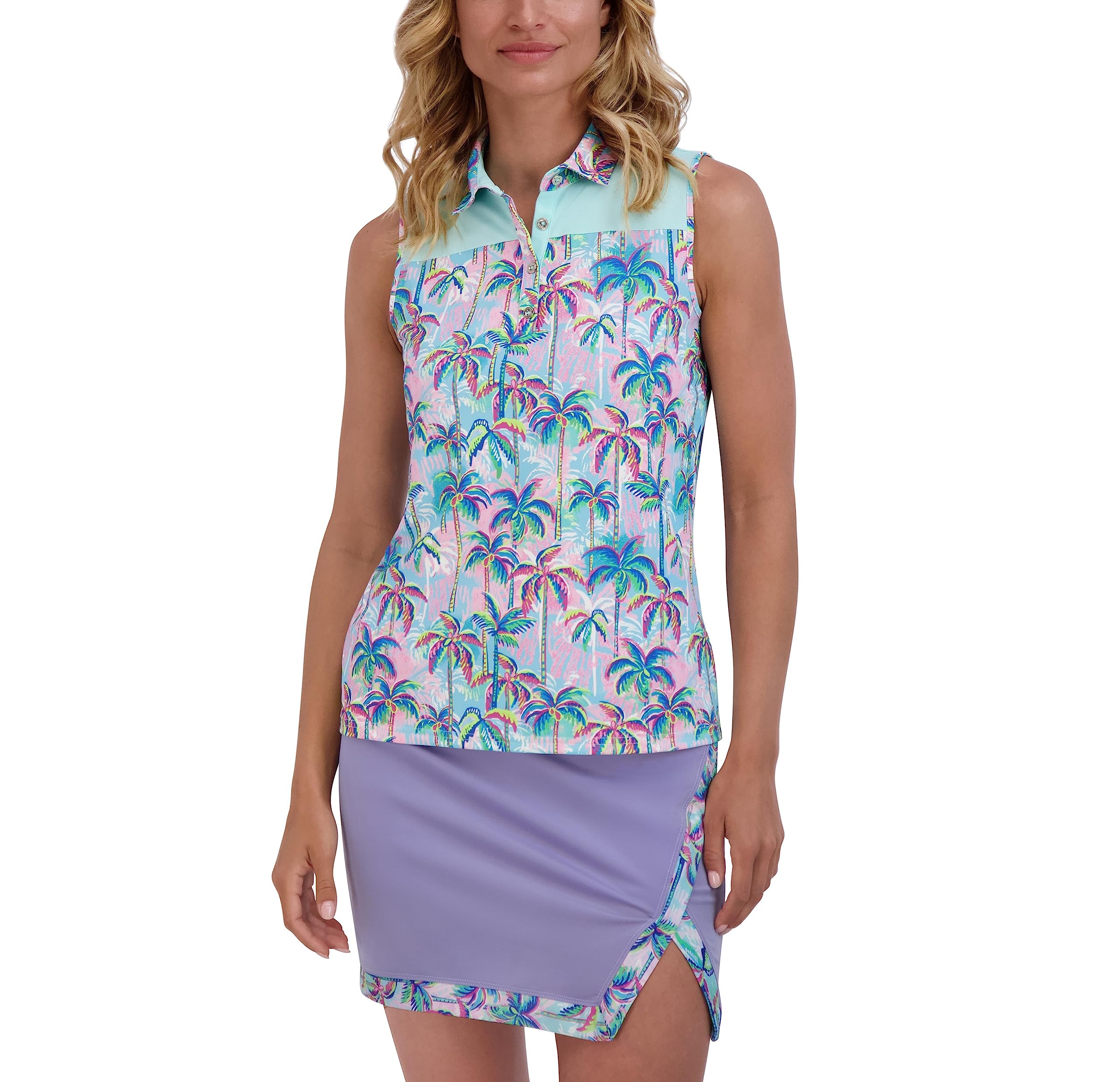 Stella Parker Women's Button Front Sleeve Polo