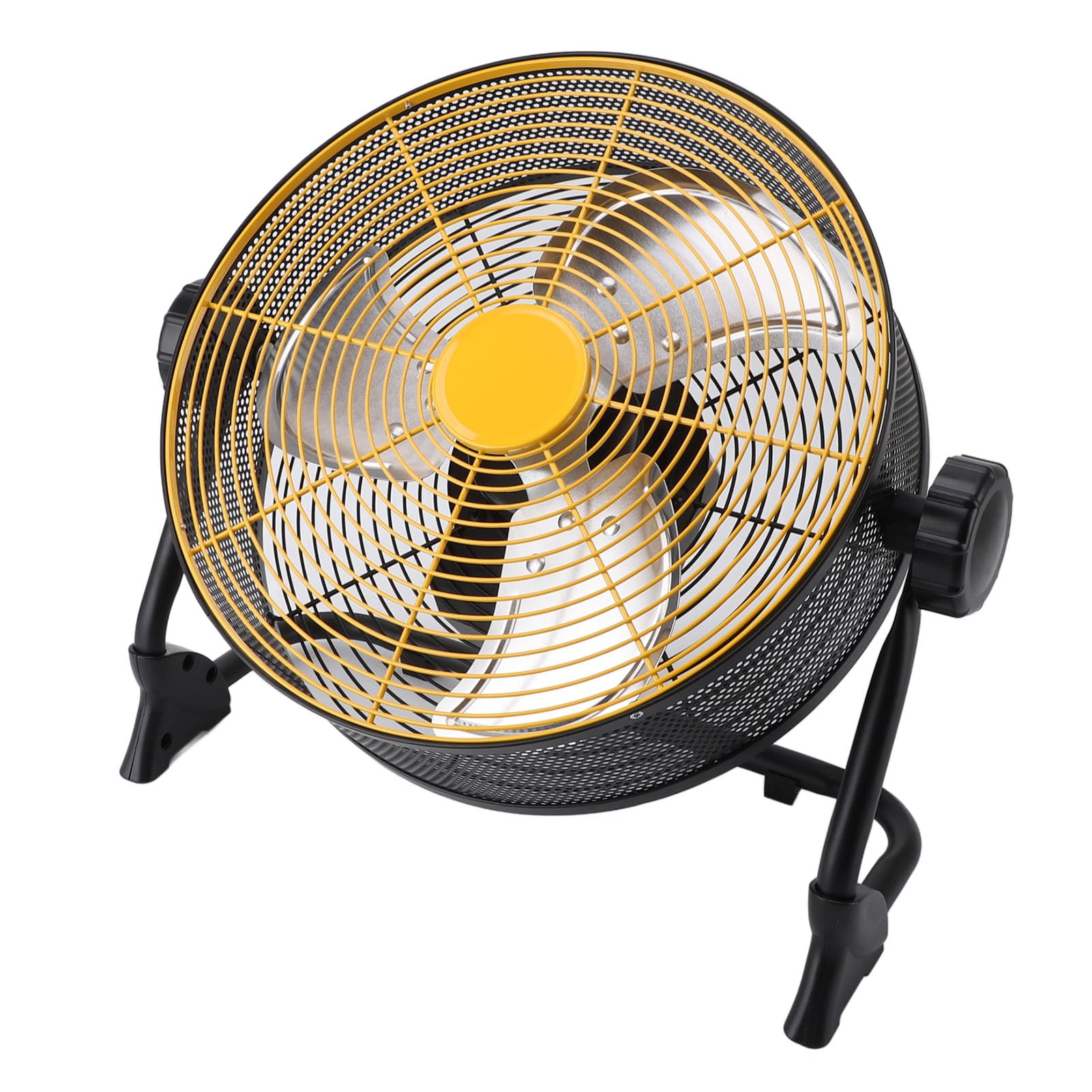 Eujgoov Hochgeschwindigkeits-Bodenventilator aus Metall, Industrieventilator mit Einstellbarer Geschwindigkeit und Wiederaufladbarem Akku für den Außenbereich in Garage und Dachboden