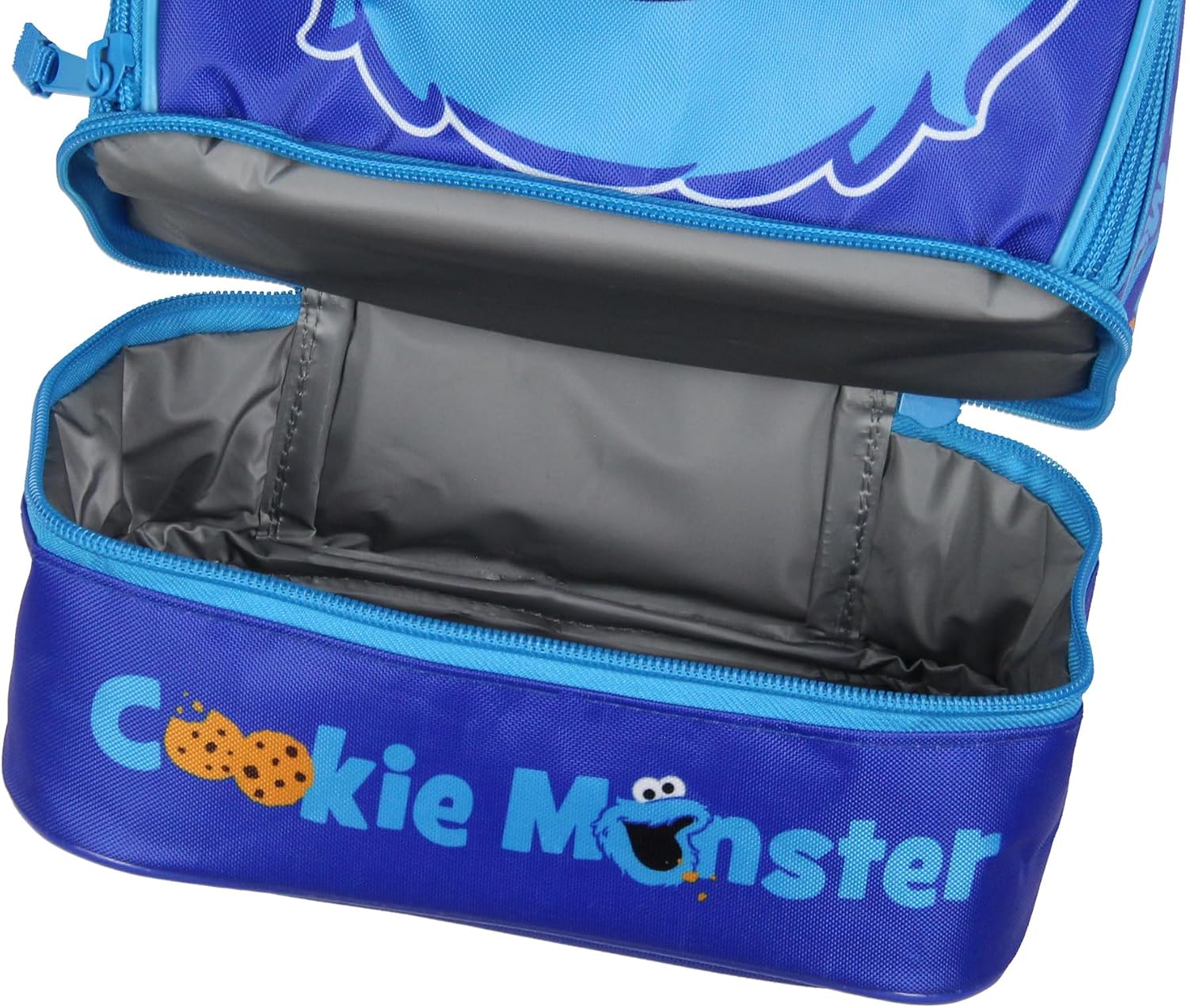 INTIMO Sesame Street Cookie Monster Dual-Compartment Insulated Lunch Box Bag Tote 10" - Image 4