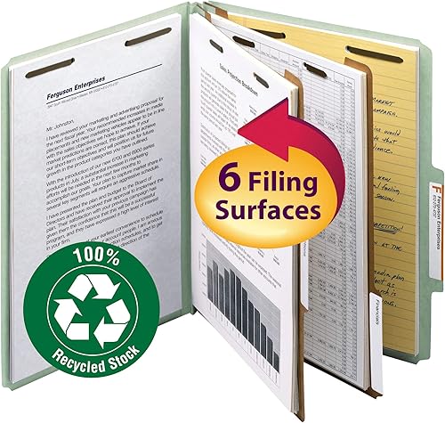 Miniatura 6 de Smead, fólder de clasificación Pressboard 100 % reciclado, 2 divisores, 2 pulgadas de expansión, tamaño carta, Azul oscuro