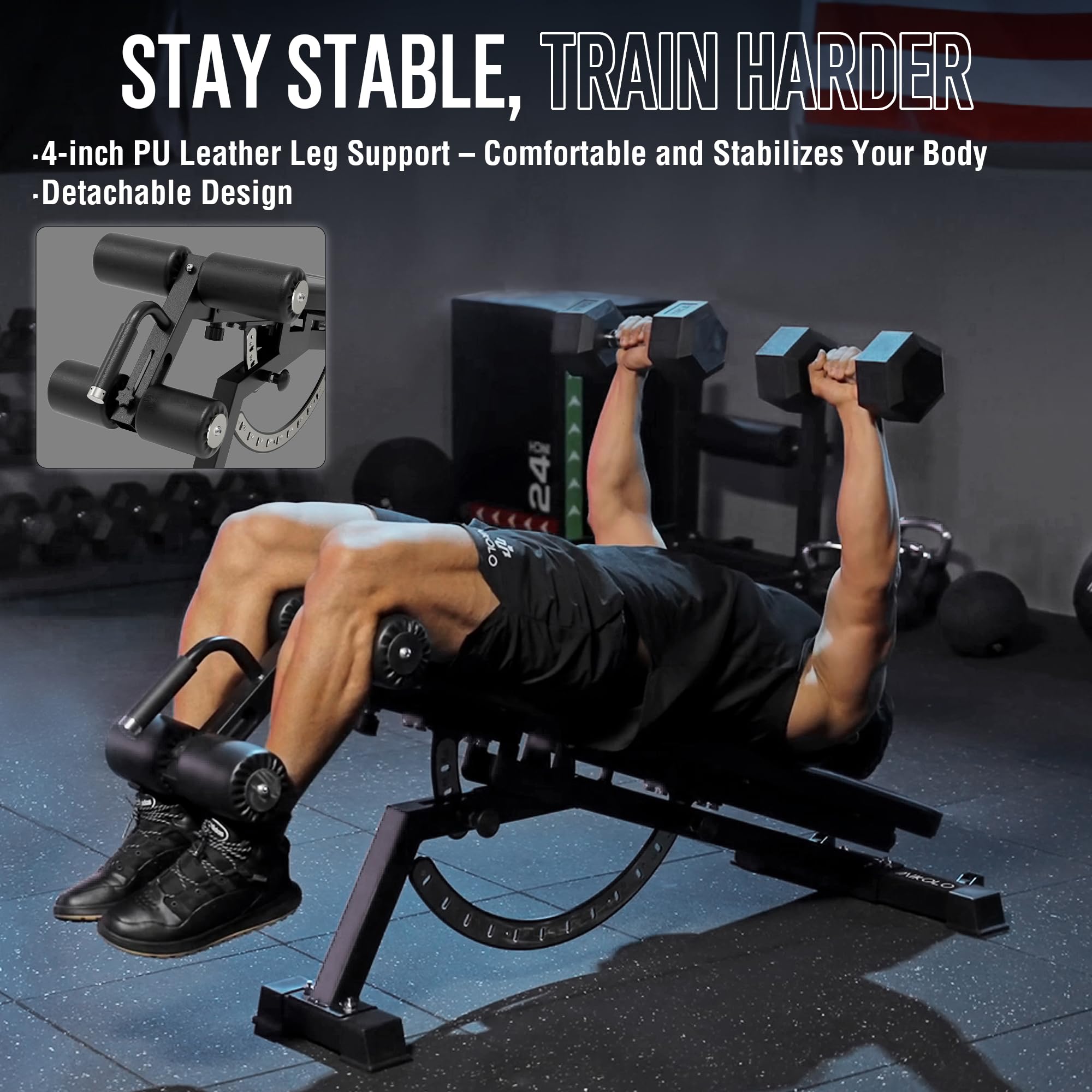 1200LB Weight Bench, Adjustable Workout Bench with Detachable Leg Support, Vertical Storage Space-Saving Exercise Bench for Home Gym, Incline Flat Decline Sit Up Bench for Full Body Fitness