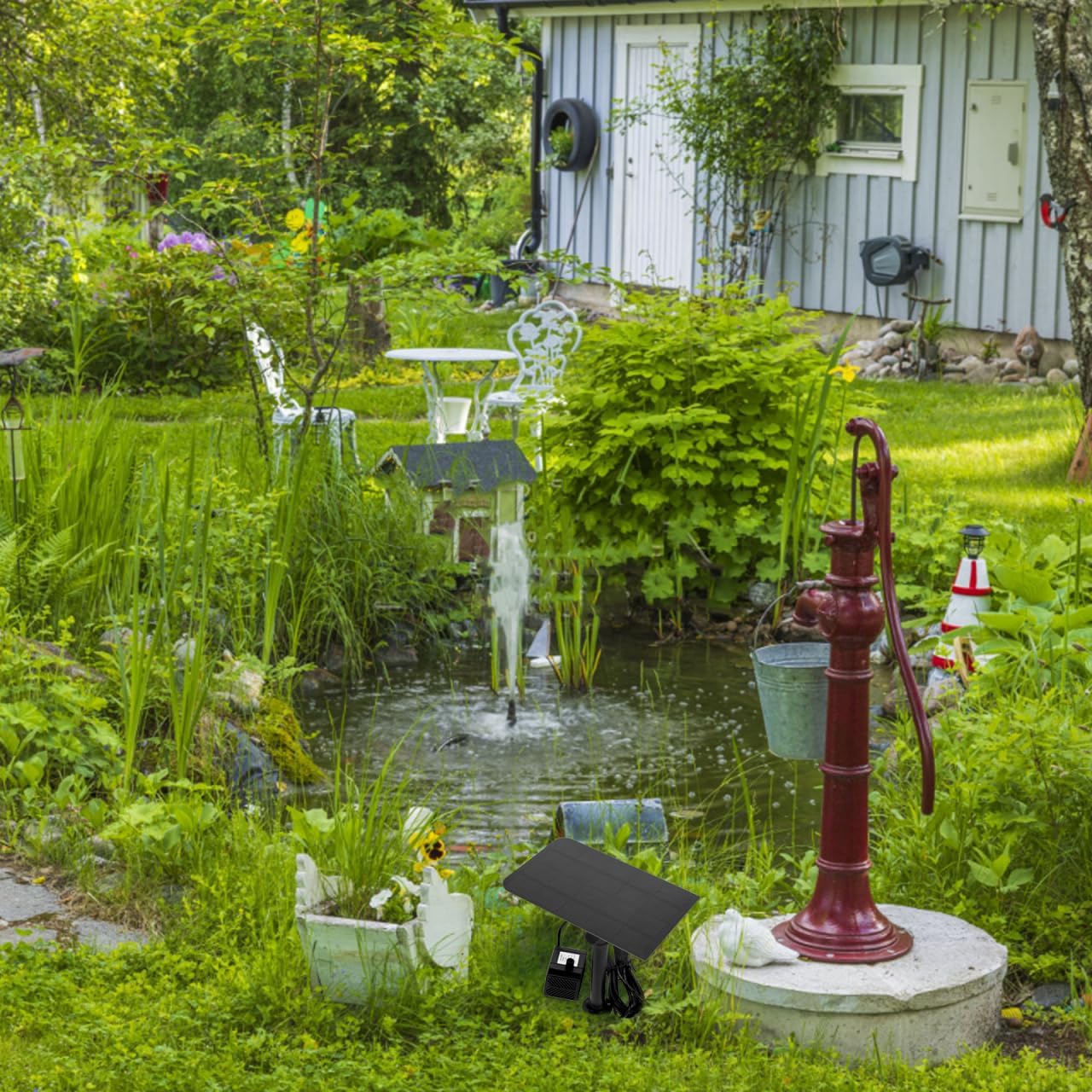Abaodam 2.5W Solar Powered Fountain Pump Water Flow Resin Aerator for Accessory for Gardens and Patios Feature