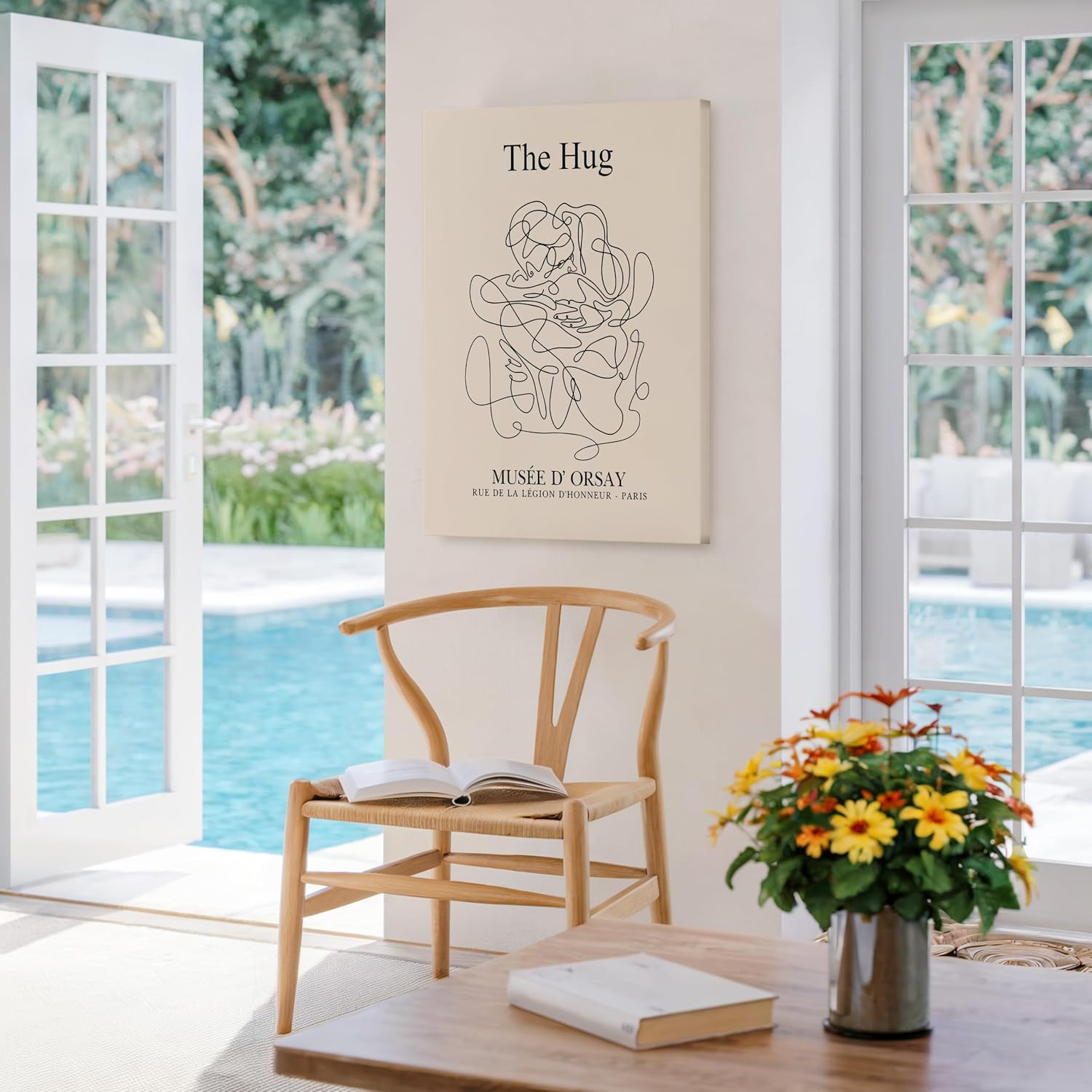 Poster Master Canvas - Retro The Hug Print - Line Drawing Art - Abstract Art - Gift for Men & Women - Minimal Wall Decor for Living Room, Bedroom or Office - Available in 8x10 to 30x40