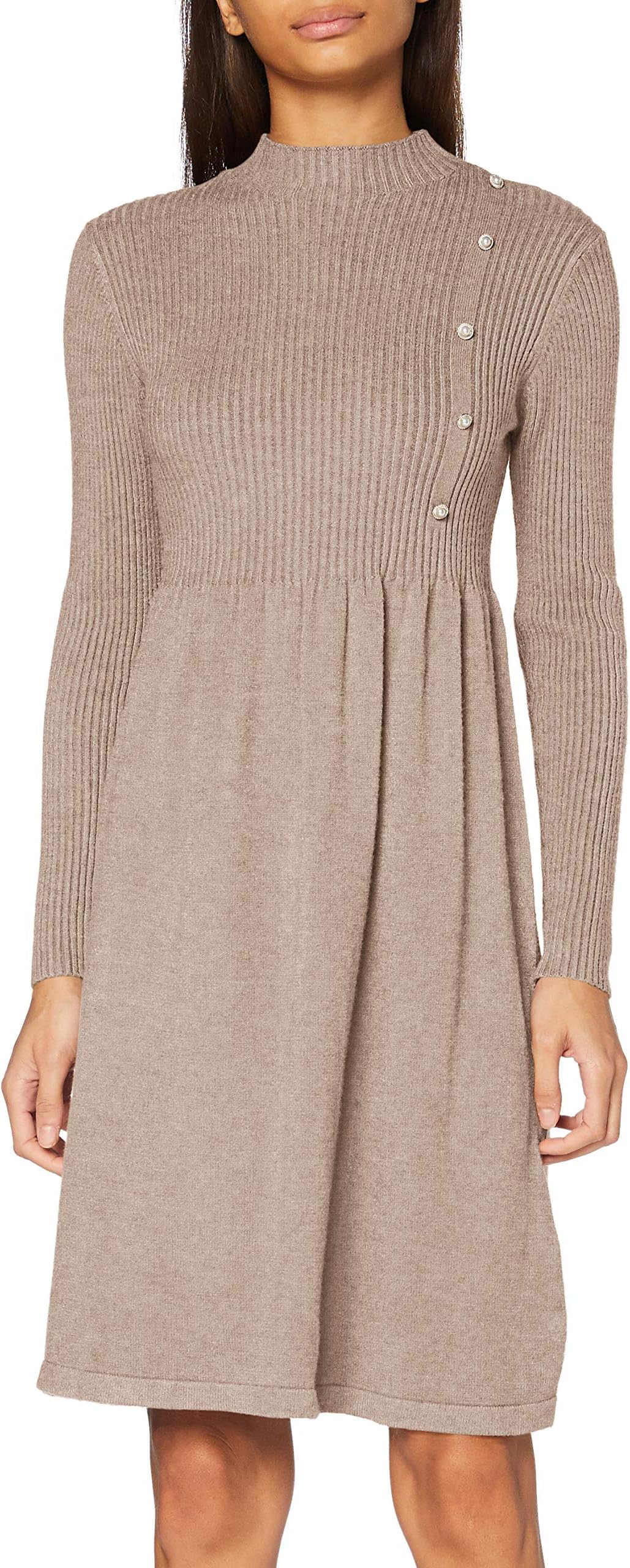 APART Fashion Women's Knitted Dress with Buttons Casual