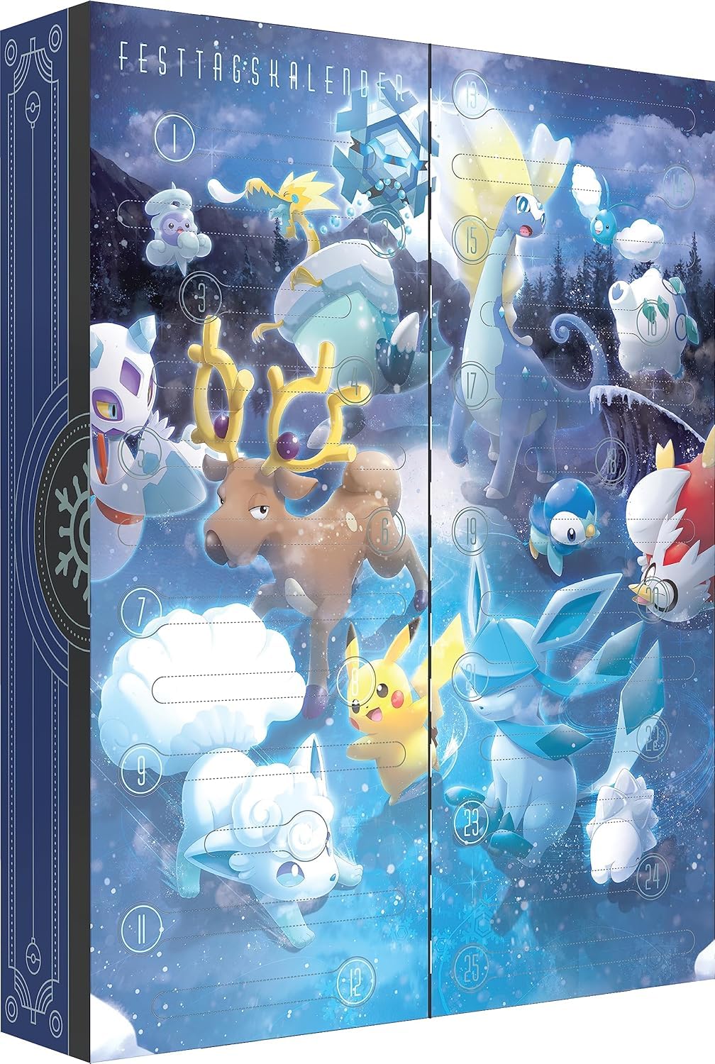 Pokemon Festtagskalender 2023 Adventskalender (Booster, Münzen, Sticker & Karten) DEUTSCH + BB-Toy-Trades Toploader