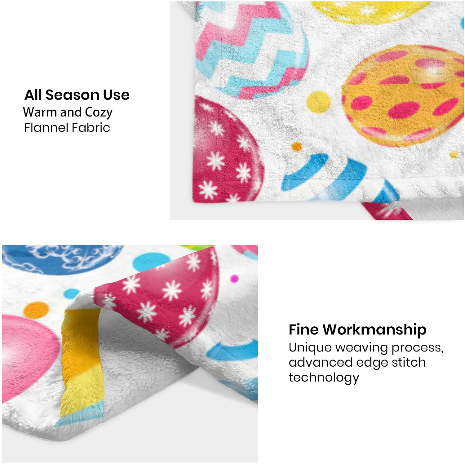 Easter Throw Blanket Colorful Eggs Blanket Cozy&Soft Plush Flannel Easter Blankets for Bed Couch Living Room, Easter Gifts for Kids Adults 50"x60" image 5