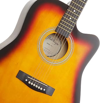 Ashthorpe 41-inch Beginner Cutaway Acoustic Guitar Package (Sunburst), Full Size Basic Starter Kit w/Gig Bag, Strings, Strap, Tuner, Picks