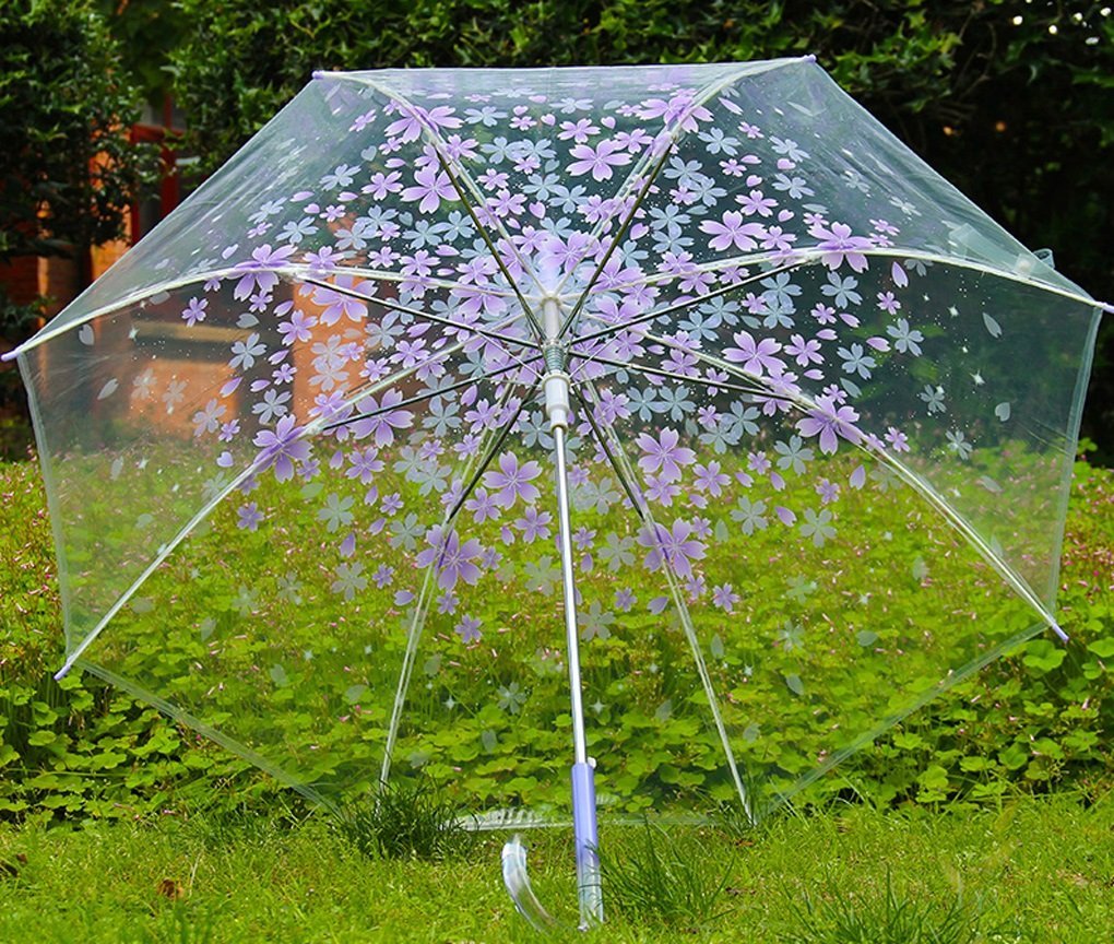 Parapluie semi-automatique violet en plastique avec compartiments séparés pour pluie