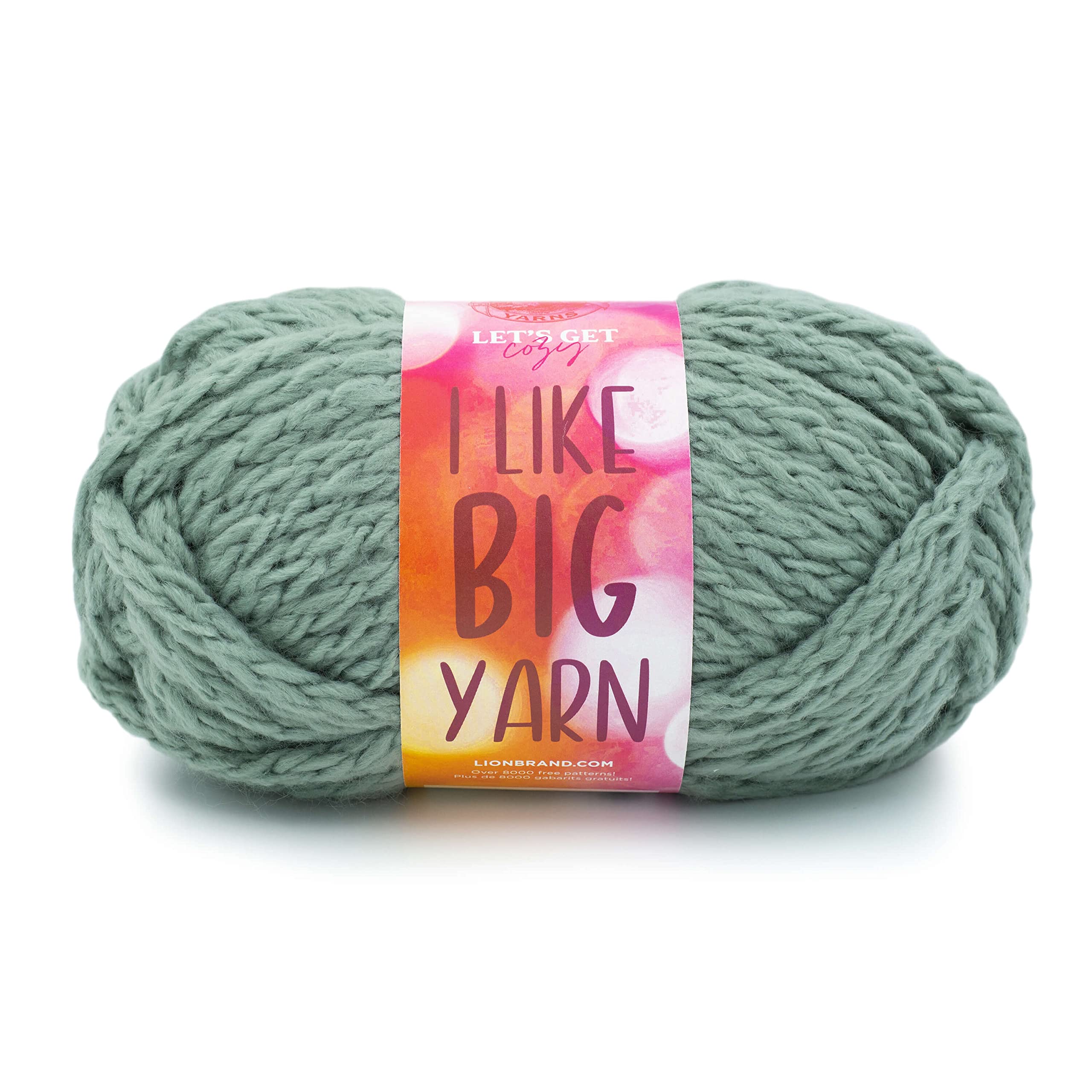 Lion Brand Yarn I Like Big Yarn Celadon acabado mullido premium
