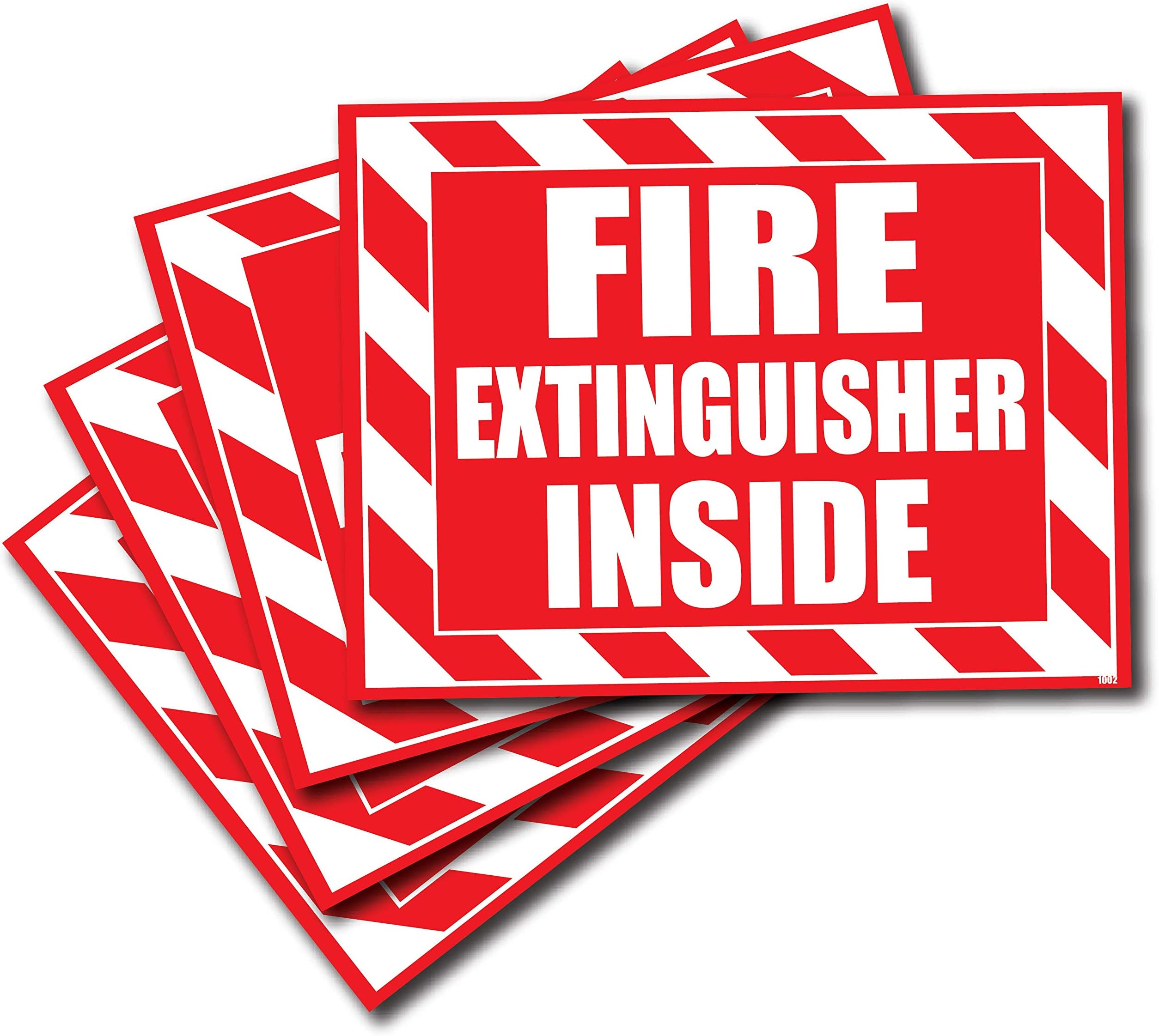 Wrapco (4 Pack) Fire Extinguisher Inside Sticker Decal Sign Self Adhesive for Trucks or Equipment
