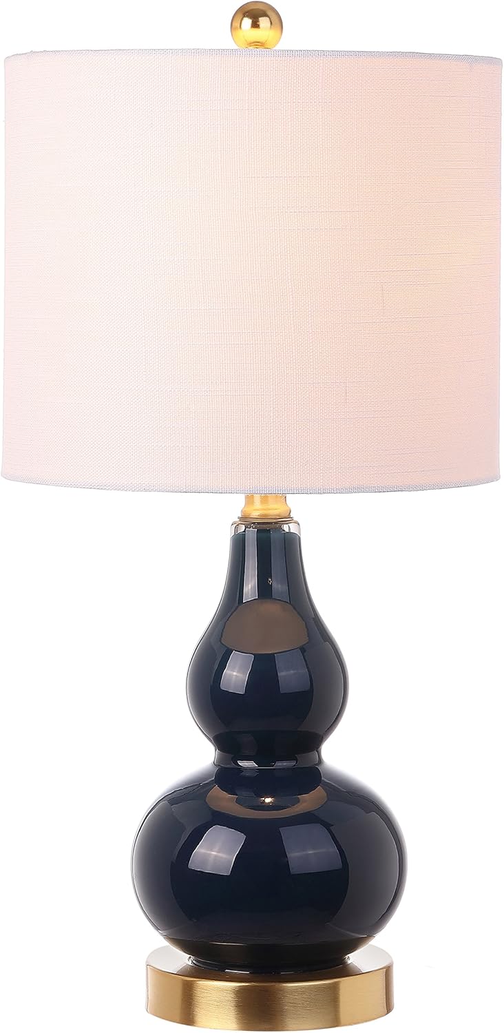 JONATHAN Y JYL1028F Anya 20.5" Mini Glass LED Table Lamp, Transitional, Glam, Midcentury, Modern, Elegant, Office, Living Room, Family Room, Dining Room, Bedroom, Hallway, Foyer, Navy