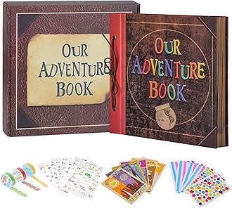 Scrapbook Photo Album, 12x12 Inch Our Adventure Book, 3D Embossed Words Hard Cover Movie Up Travel Album for Anniversary, Wedding, Baby Shower (Scrapbook-Letter)