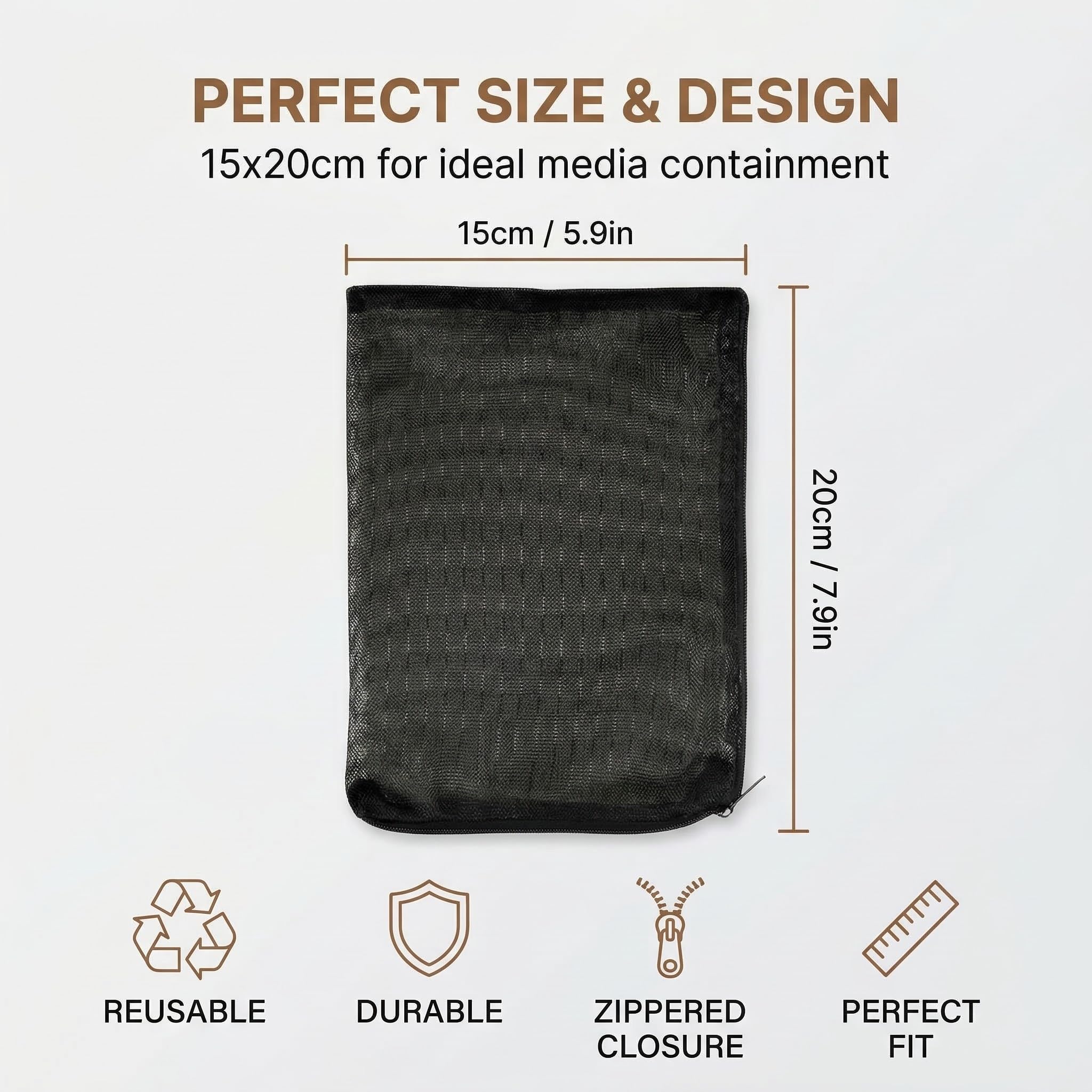 Sacchetti a Rete Riutilizzabili per Filtro Acquario 15x20cm Carbone Attivo Nero