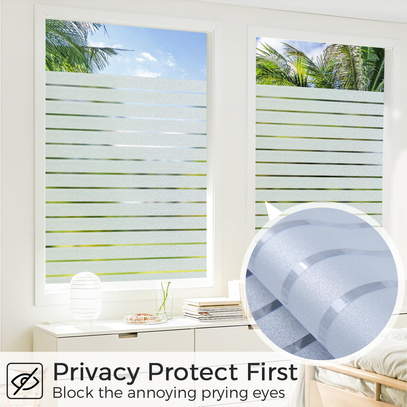 Snapklik.com : Coavas Window Privacy FilmFrosted Striped Window ...
