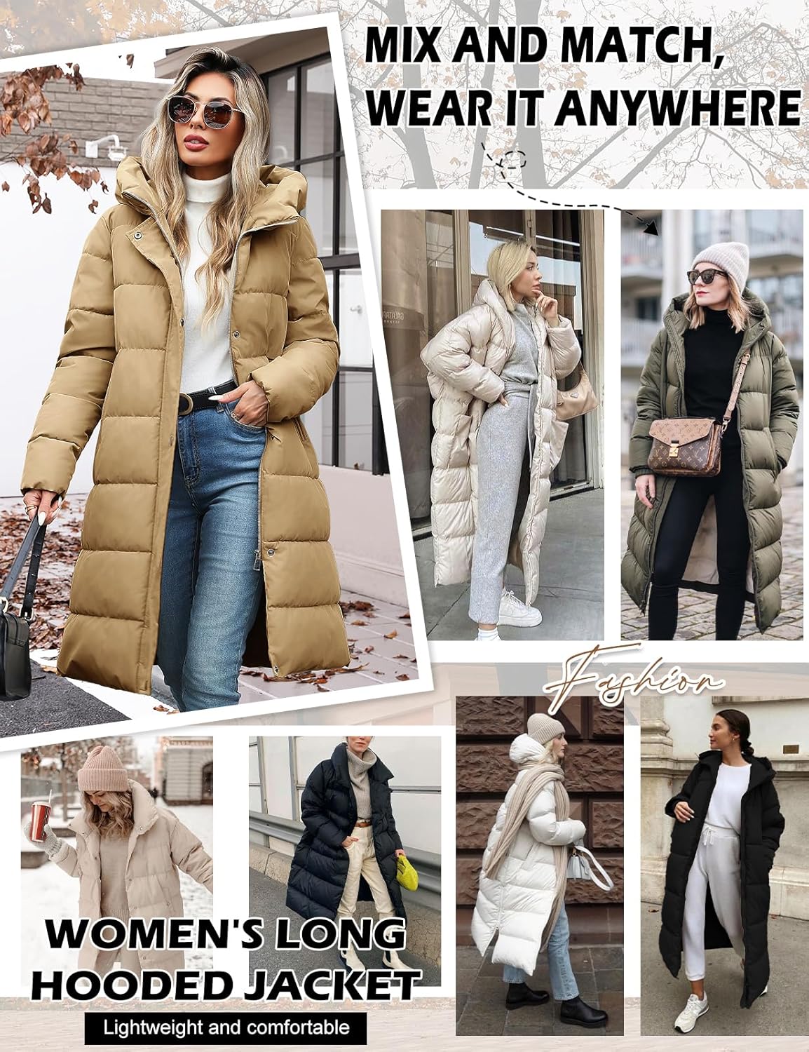 Jyanl Womens Winter Long Puffer Coat Thicken Ladies Quilted Jacket Puffy Padded Zip Hood Parka Side Zipper Trendy 2026 - Image 8