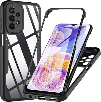 Hensinple Magnetic Case for Samsung Galaxy A23, with Built-in Screen Protector, Galaxy A23 Phone Case[Compatible with MagSafe] Shockproof Military Rugged Clear Back Phone CoverBlack