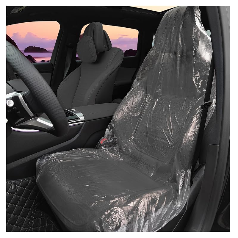 Capas Descartáveis para Bancos de Carro em Plástico ABS, Proteção para Interior, 57 × 31,5 pol. (144,8 × 80 cm), carleef, 25 unidades