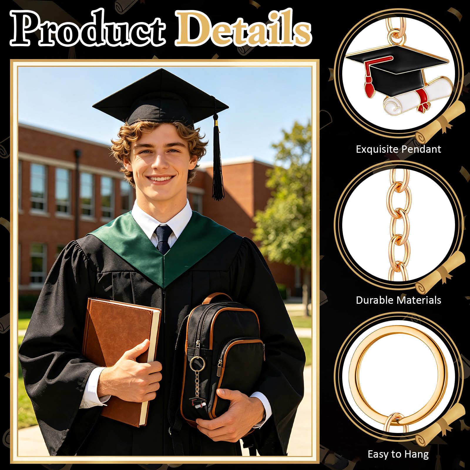 Jetec Llavero de Birrete de Graduación Llavero para Recuerdos de Fiesta de Graduación con Colgante de Birrete y Diploma Ideas Regalo para Bolsos de Fiestas Hombre Mujer Decoración