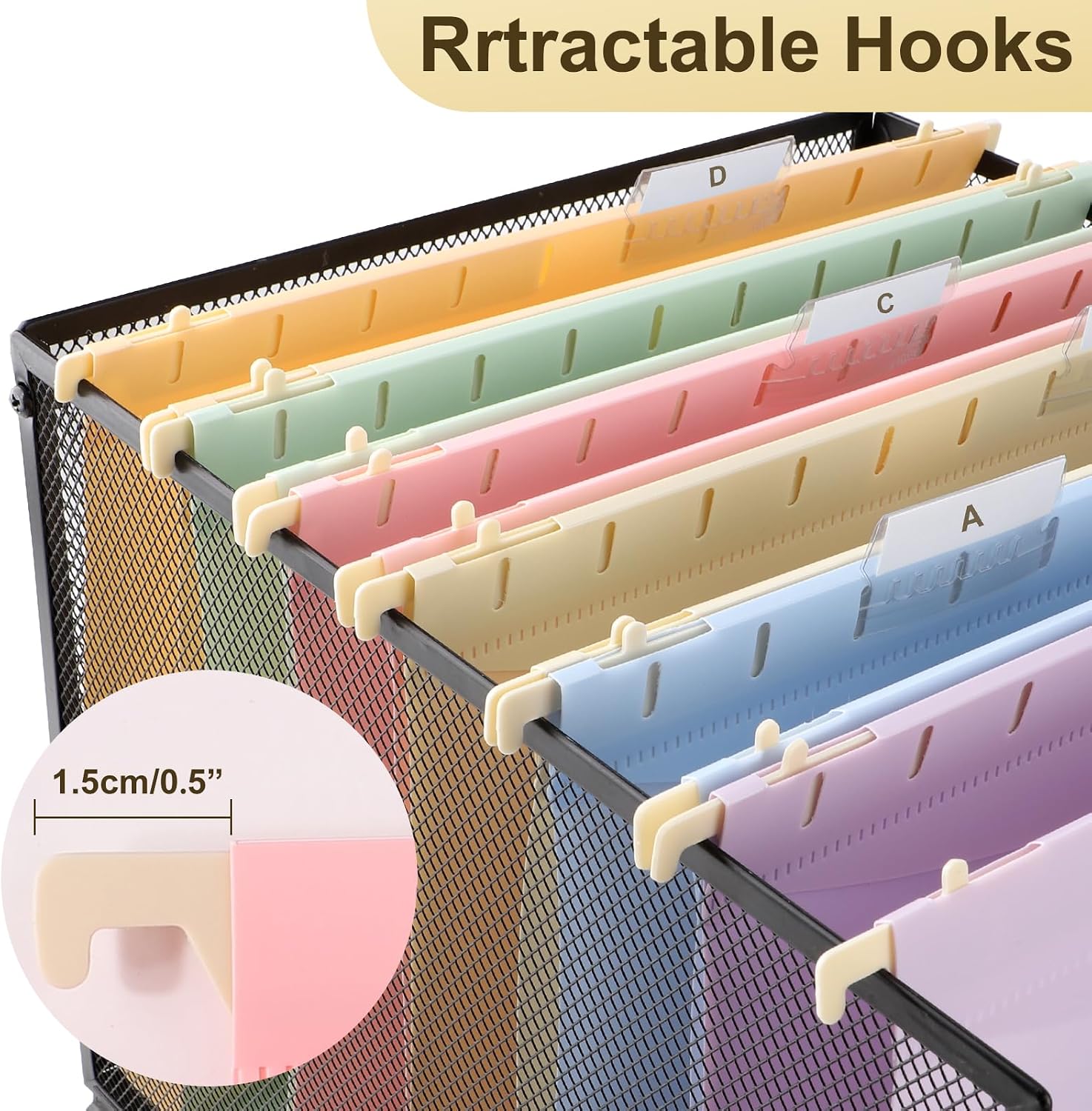 Plastic Hanging File Folders Letter Size,6 Pack 2 Inch Capacity Hanging File folders with Tabs,Heavy Duty for Filing Cabinet,Home and Office File,Pastel Colors image 3