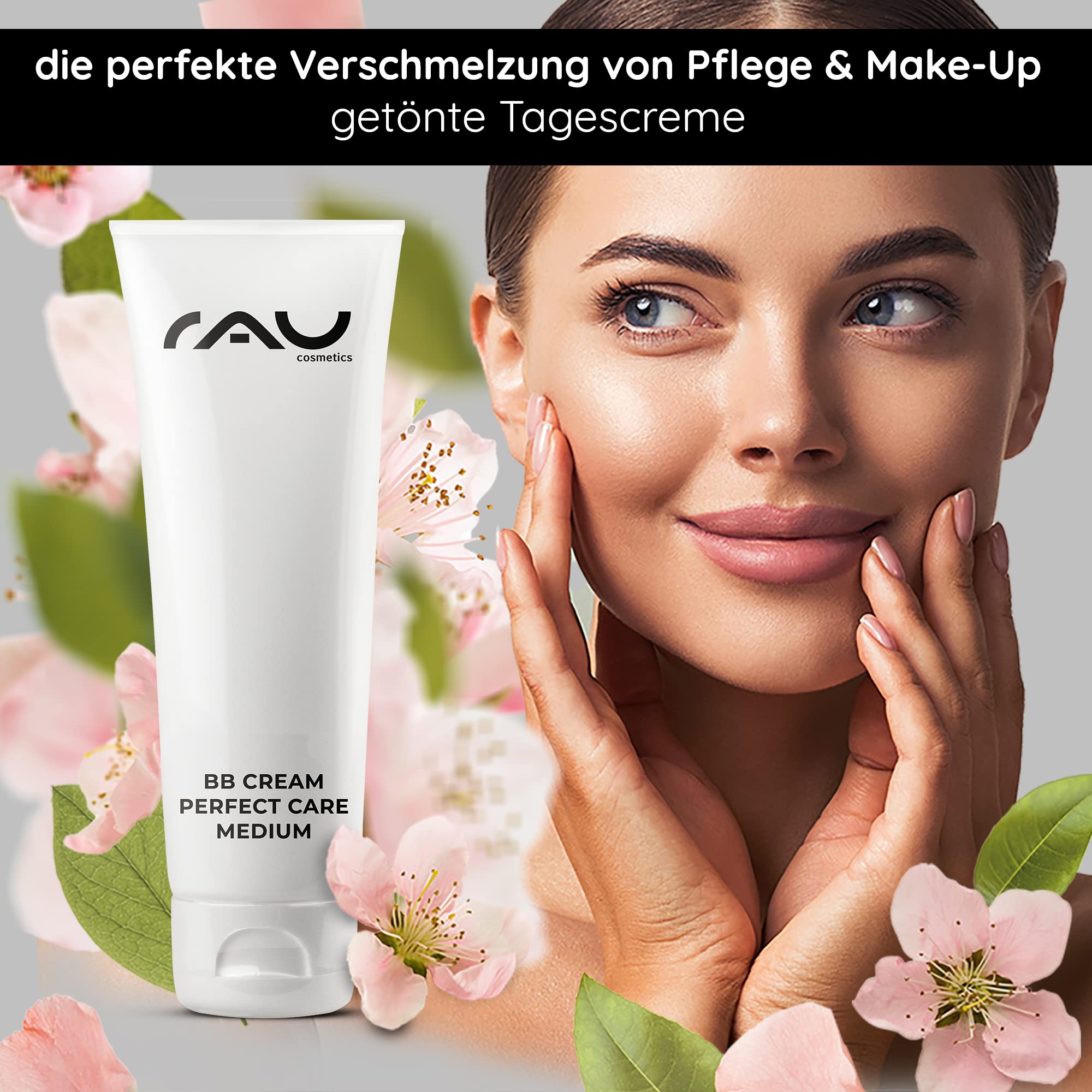 RAU Cosmetics BB Cream Medium SPF12 75ml - Getönte Tagescreme mit Zinkoxid, Vitamin E, Mandelöl & Panthenol - Silikonölfreie Foundation für Jeden Hauttyp - Make-Up Pflege mit Mineralischem Sonnenschut