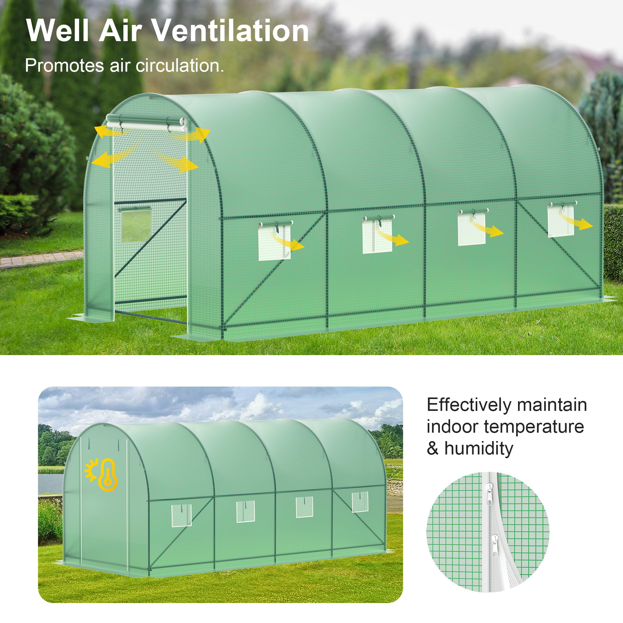 Amazon.com : Greenhouse, 15'x7'x7' Walk-in Greenhouse Heavy Duty