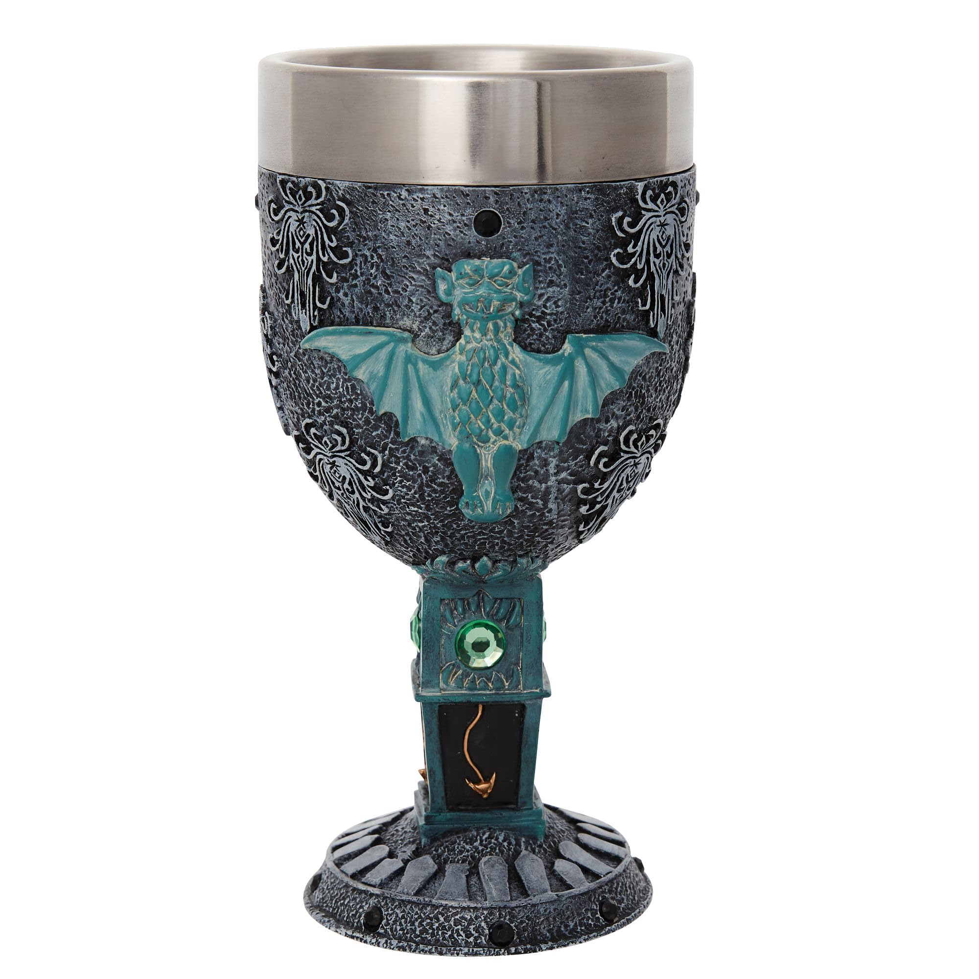 Enesco Verre à Calice, résine et Acier Inoxydable, Multicolore, 18 cm