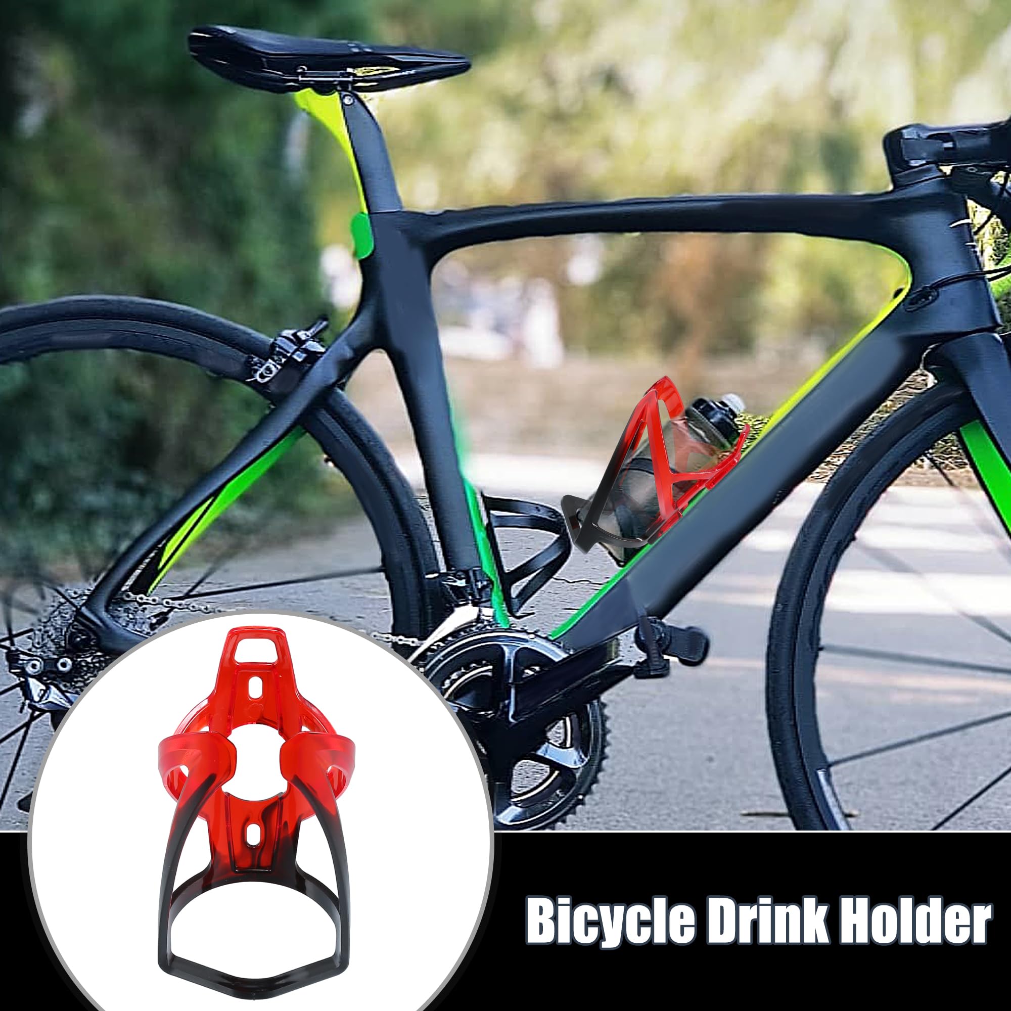 X AUTOHAUX 1 Set Bike Water Bottle Cage Holder w/Screws and Wrench Black Red - Image 2