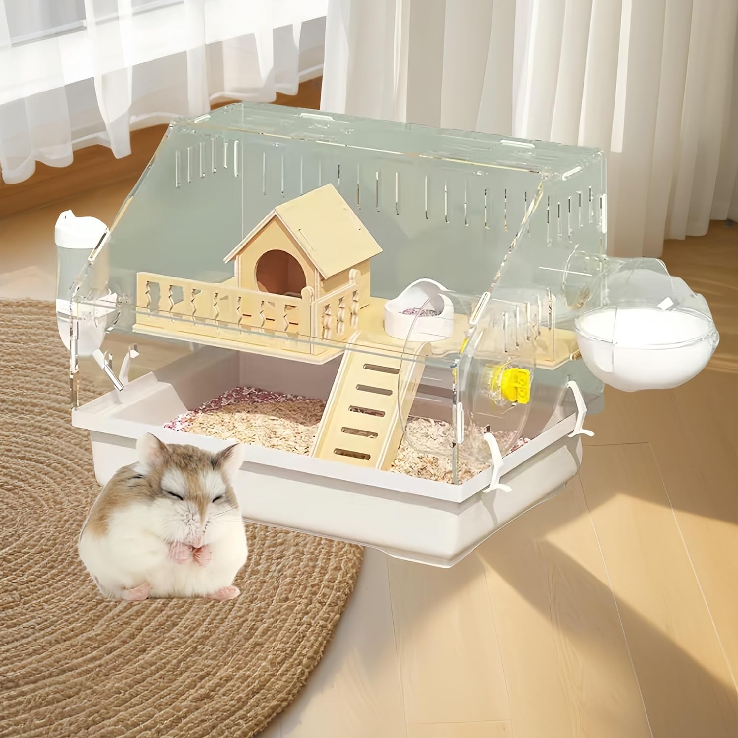 Wooden Extra Large Mice and Rat HabitatGuinea Pig Cage & Rabbit Cage Pet CageHamster Cage Hamster House,Rat CageHamster Home Small Animal CageStarter Kit Habitat forPet Gerbils, Fun Interactive Cage(W