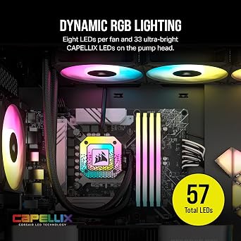 Corsair iCUE H115i Elite CAPELLIX XT CPU Liquid Cooler - Two Fan AF140 RGB Elite - 280 mm Radiator - Intel® LGA 1700, 1200, 115X, 2066, AMD® AM5, AM4 - Black