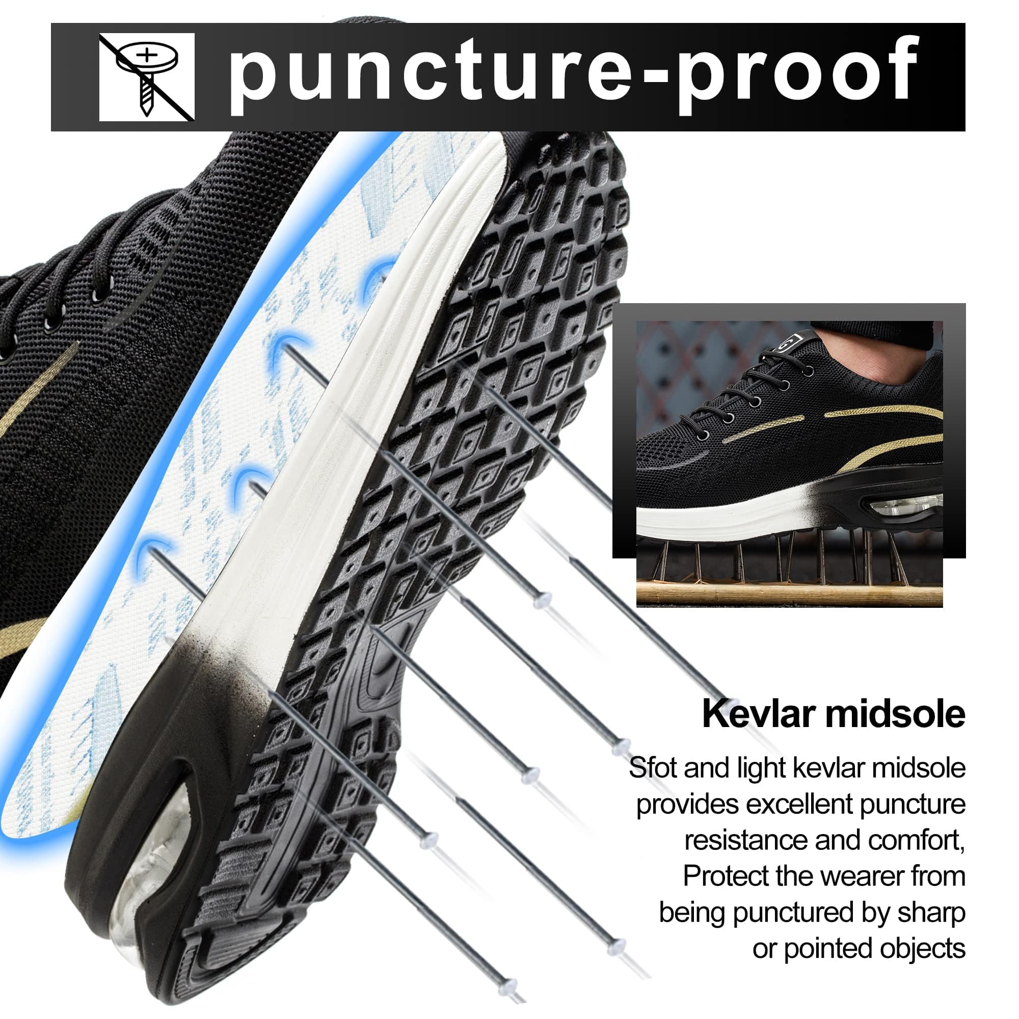 Scarpe Antinfortunistiche Uomo Scarpe da Lavoro Donna Leggere Traspiranti Sneakers con Punta in Acciaio Antiscivolo Sportive Sicurezza Scarpe