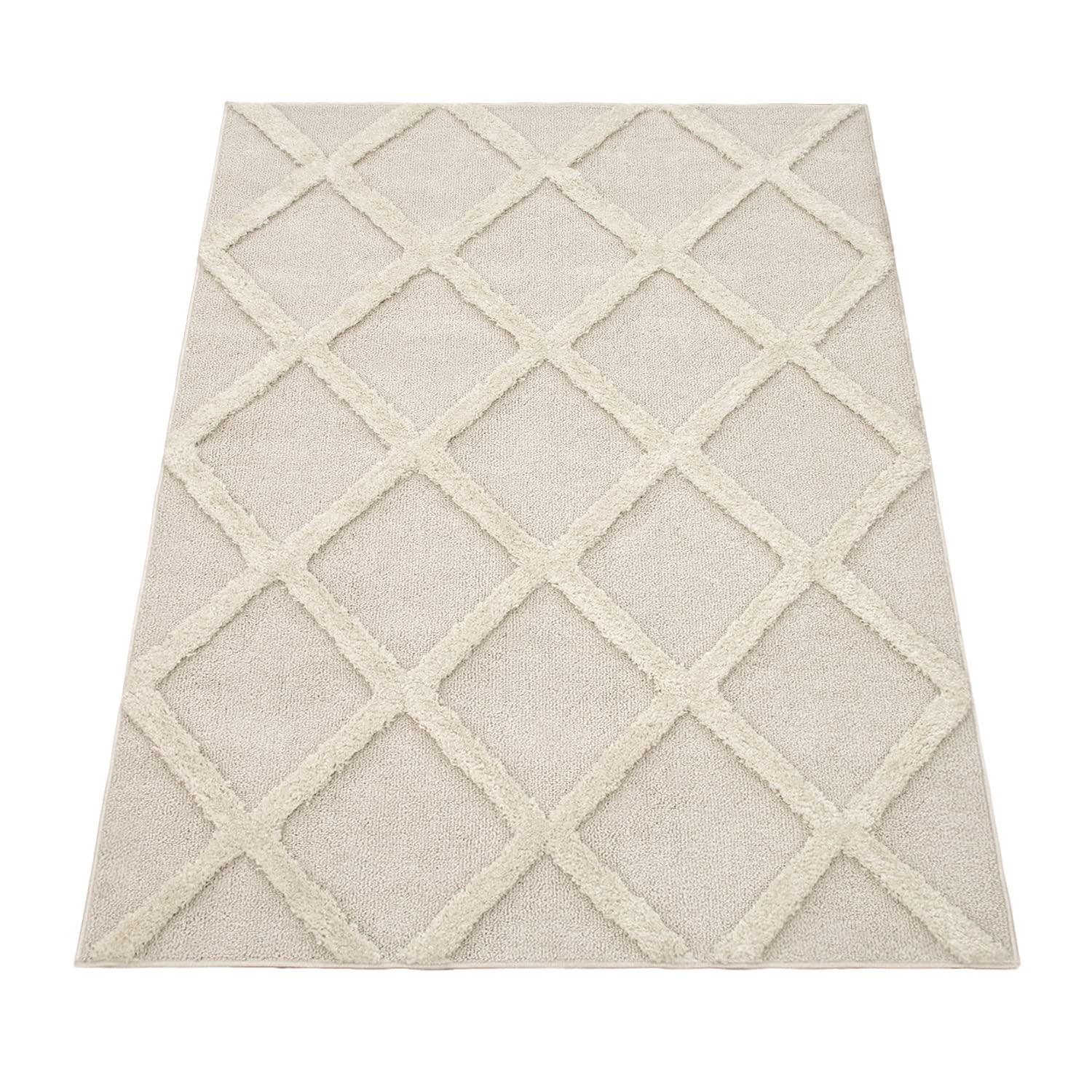 Tapis Shaggy PACO HOME 60x100cm - Poils Longs Doux, Style Boho Crème