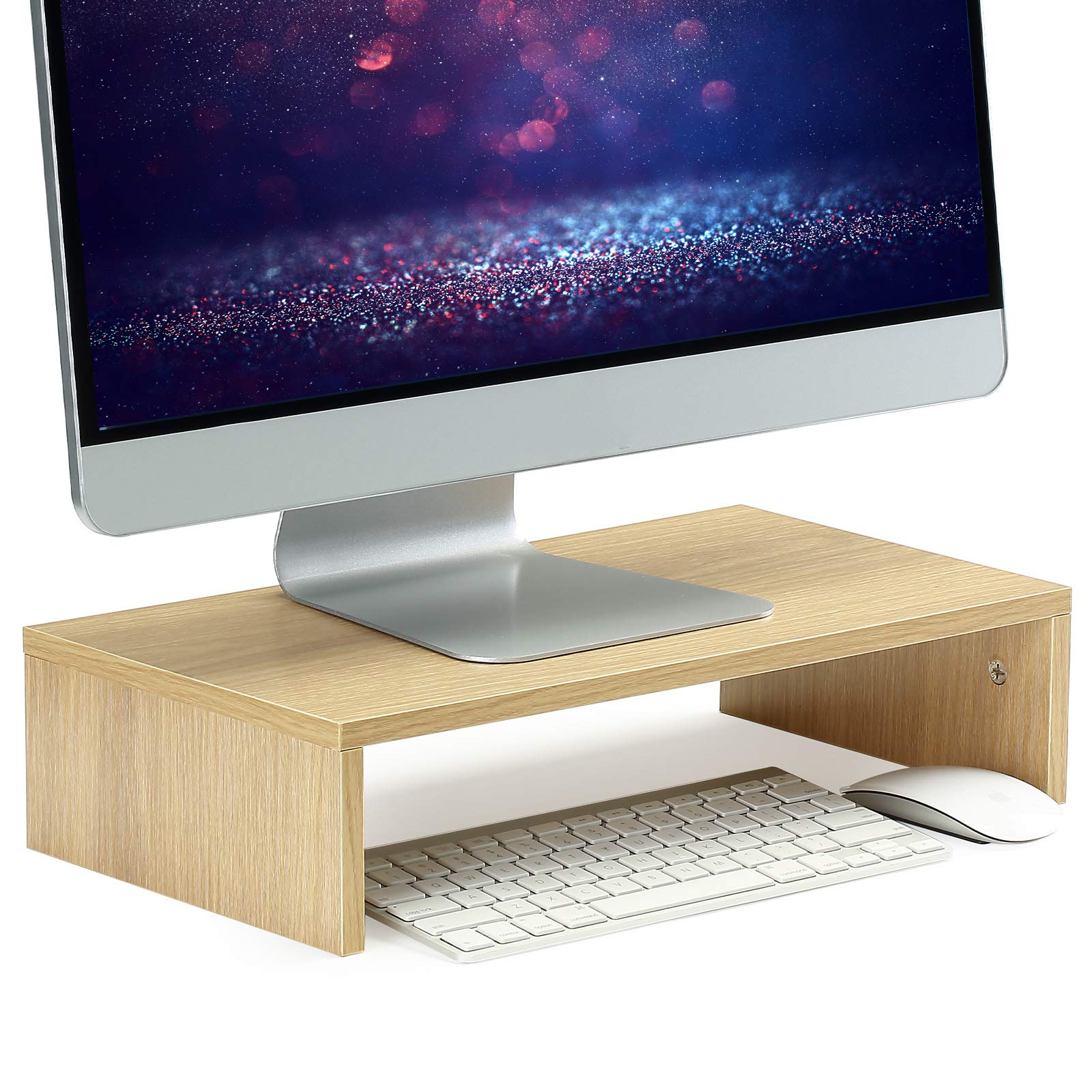 Knodel Wood Monitor Stand Riser, Laptop Printer Stand, Wood Desk Organizer, Desktop Screen Riser with Storage Design, Computer Monitor Stand (1 Tier, Wood)
