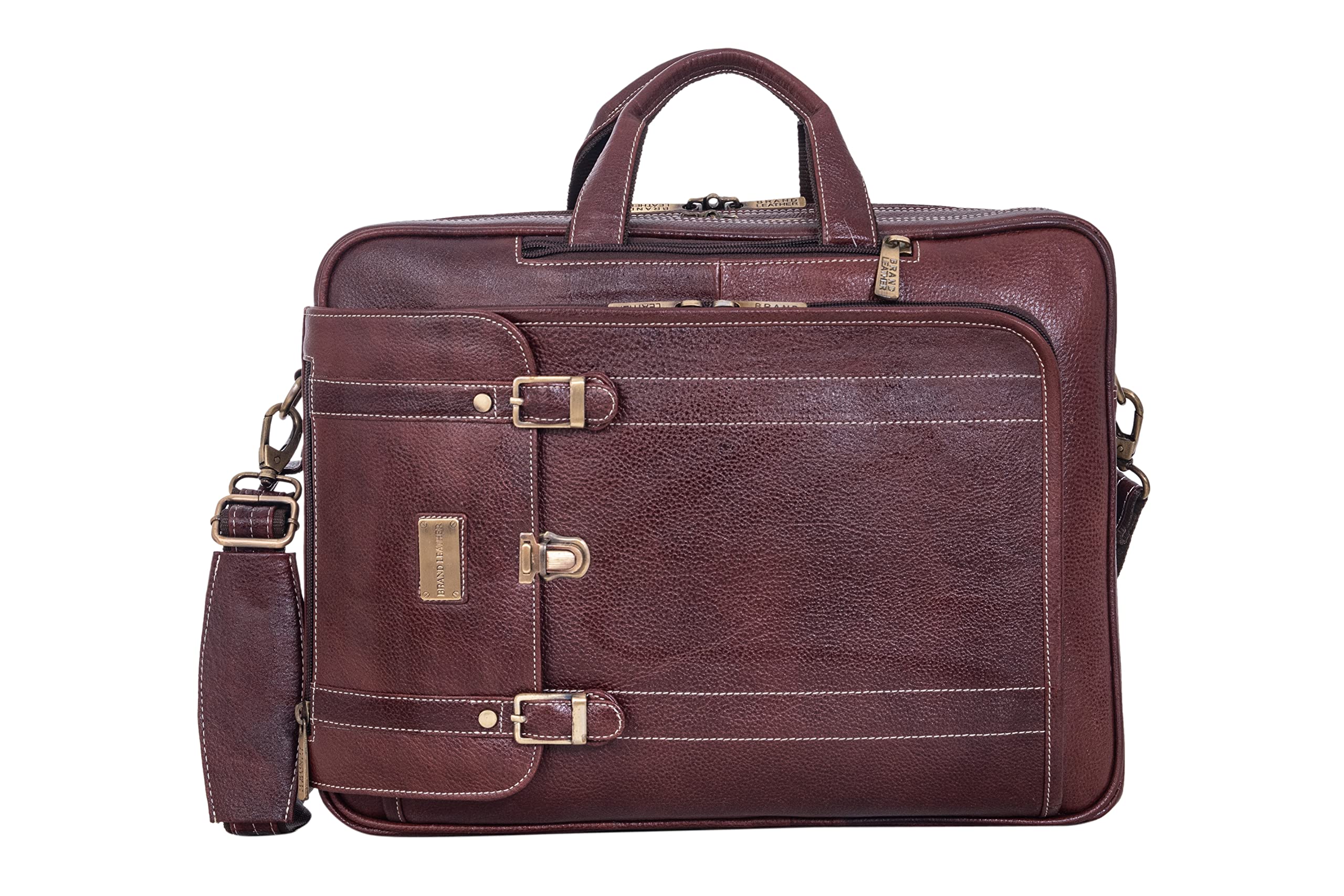 Genuine Leather Convertible Backpack 16" Laptop Messenger Bag Multi-Functional Business Briefcase for Men-image-34