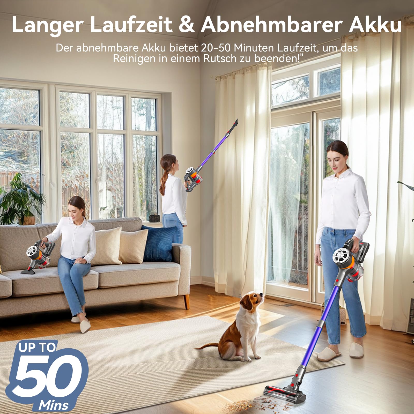 Aspirapolvere Senza Fili Belife 45KPa - Potente 550W, Batteria Rimovibile, 6 In 1 Con LED Per Casa E Animali - Foto 14