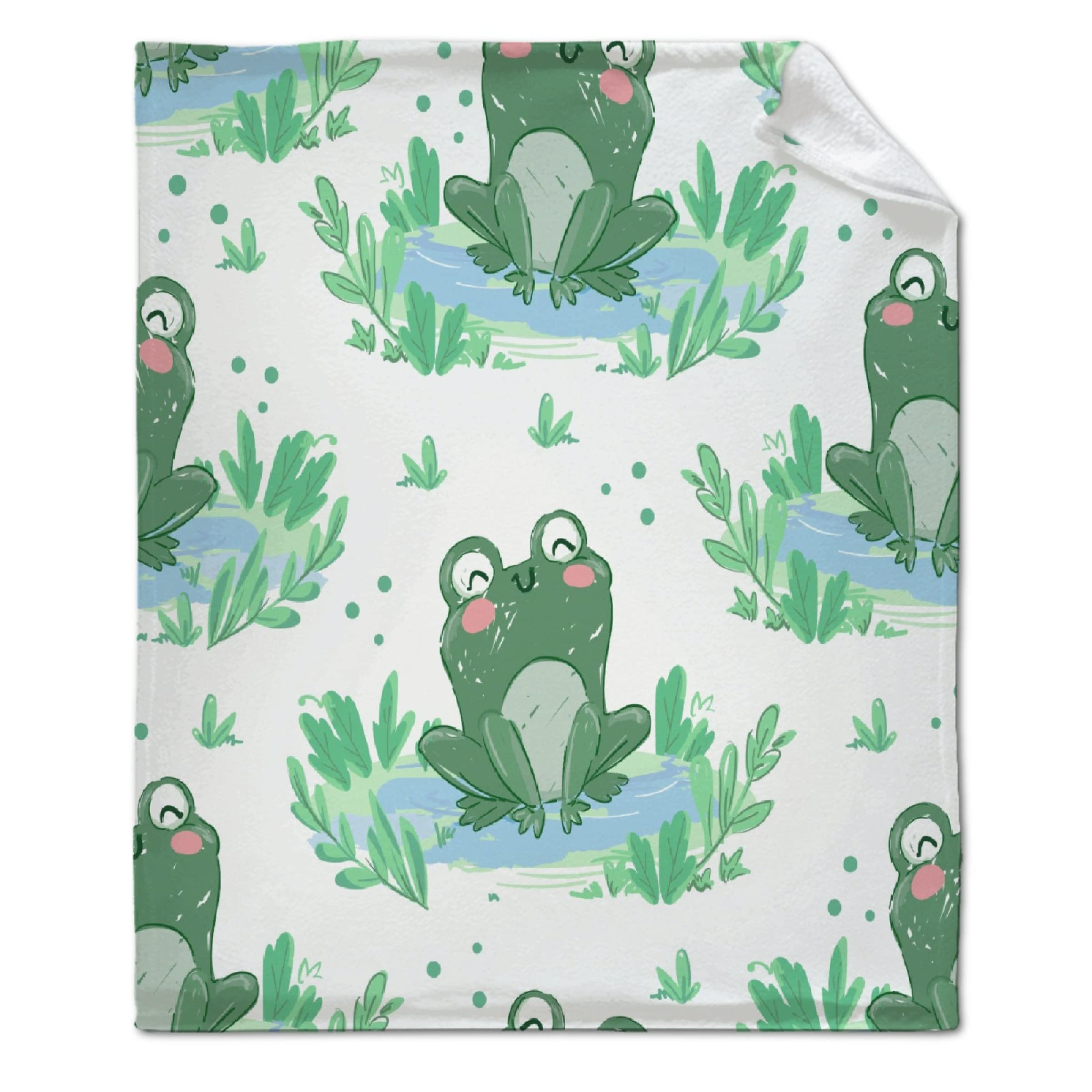 ARTBLANKET Green Aerobics Frogs Blanket for Fall Winter Spring All Season Warm Fuzzy 60x50 in for Medium Teen/Travel Microplush Lightweight Thermal Fleece Summer Autumn Blankets for Couch Bed Sofa