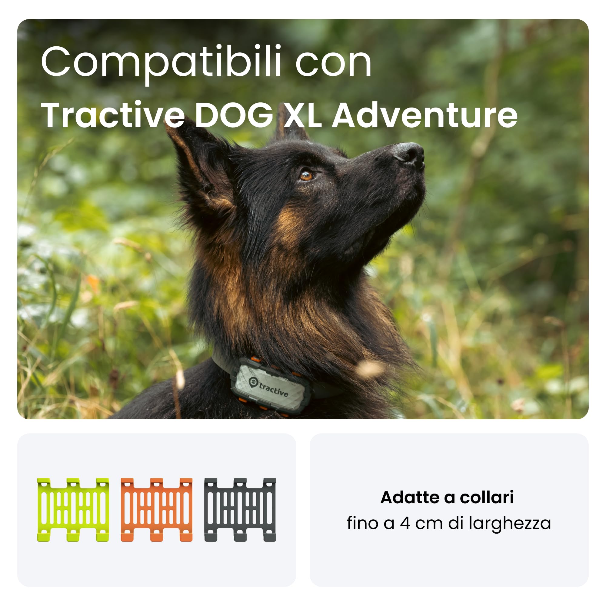 Tractive - Clip di gomma (x 3) per GPS per cani Tractive DOG XL Adventure (vari colori)