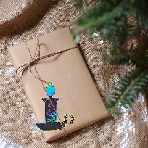 Miniatura 6 de 48 piezas de papel para rascar, papel de rascar arcoíris de Navidad con 24 lápices de madera y 48 cintas, papel de rascar de color para