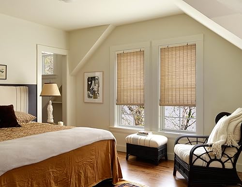 Miniatura 5 de LazBlinds Persianas de bambú sin cordón, persianas enrollables de bambú para ventanas, cortinas colgantes con filtro de luz, persianas de bambú para