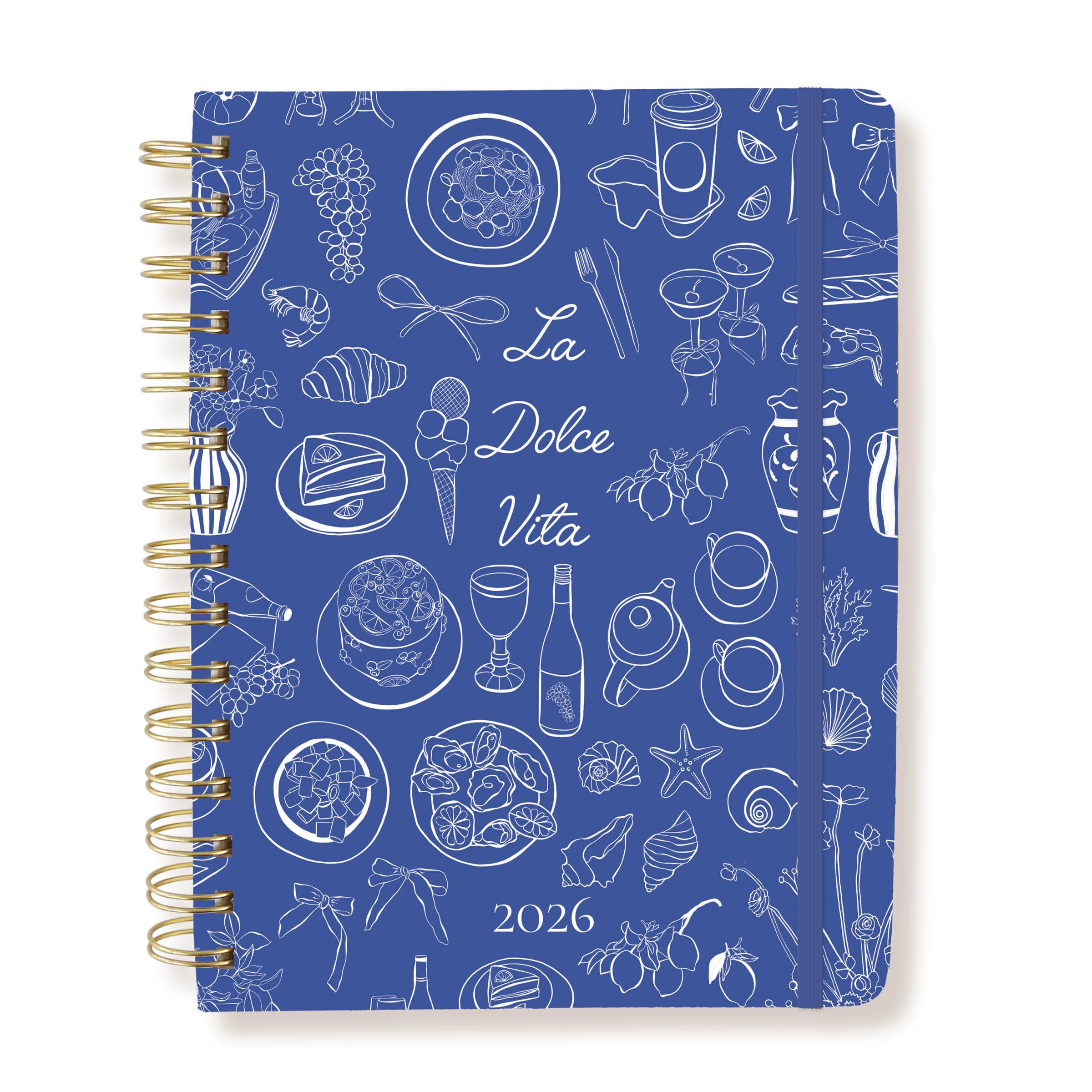 18 Month Planner/Calendar by Graphique, July 2025 – Dec. 2026 La Dolce Vita Hardbound Spiral Planner, Monthly Tabs, Holidays, Reminder Stickers, 6” x
