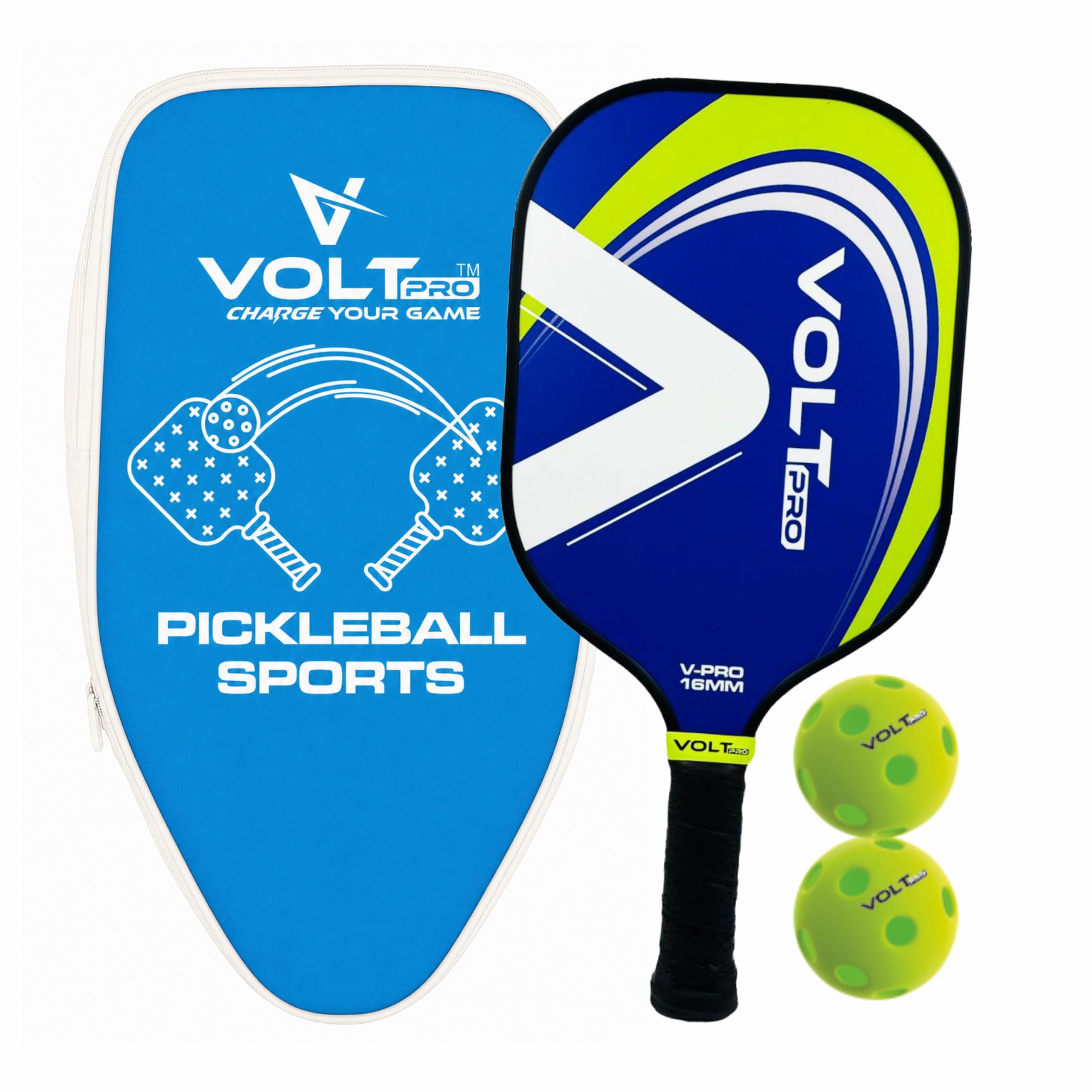 Pickleball Paddle Set with 2 Balls & Cover Bag | Carbon Fiber Spin Surface | 16mm Core Lightweight Paddle with Comfort Grip for Kids, Beginners & Adults (N-VP-PB1)-image-37