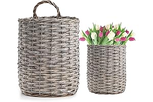 Coloch Set of 2 Wall Hanging Wicker Basket