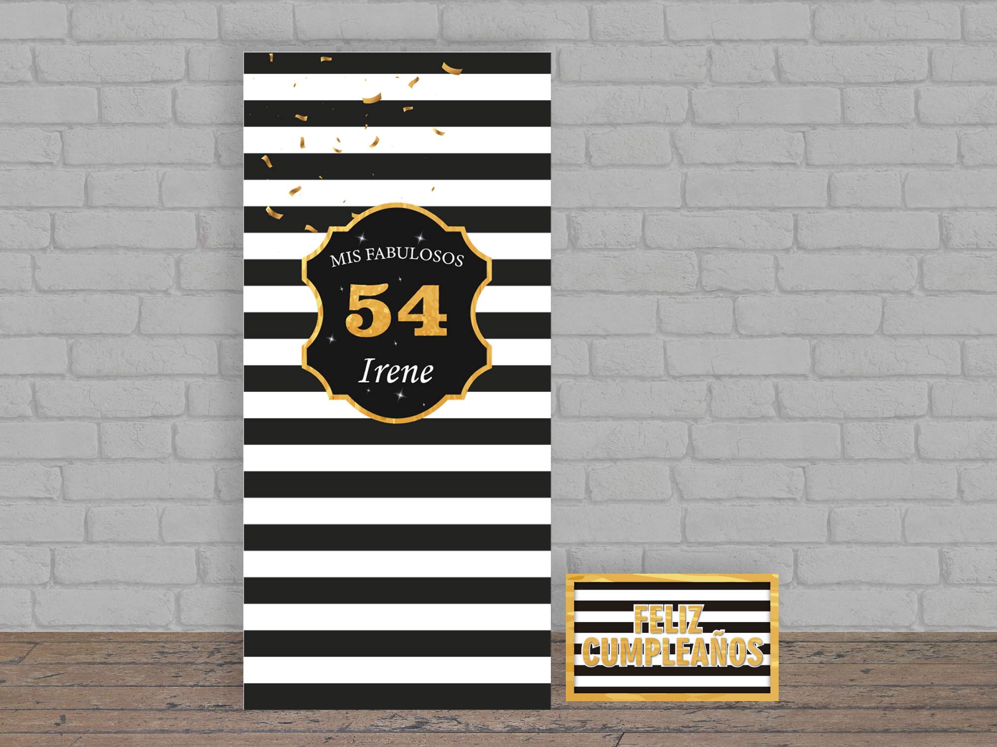 Oedim Photocall pour anniversaire personnalisé en toile + panneau en carton noir et blanc – Plusieurs panneaux – Photocall personnalisé économique et original