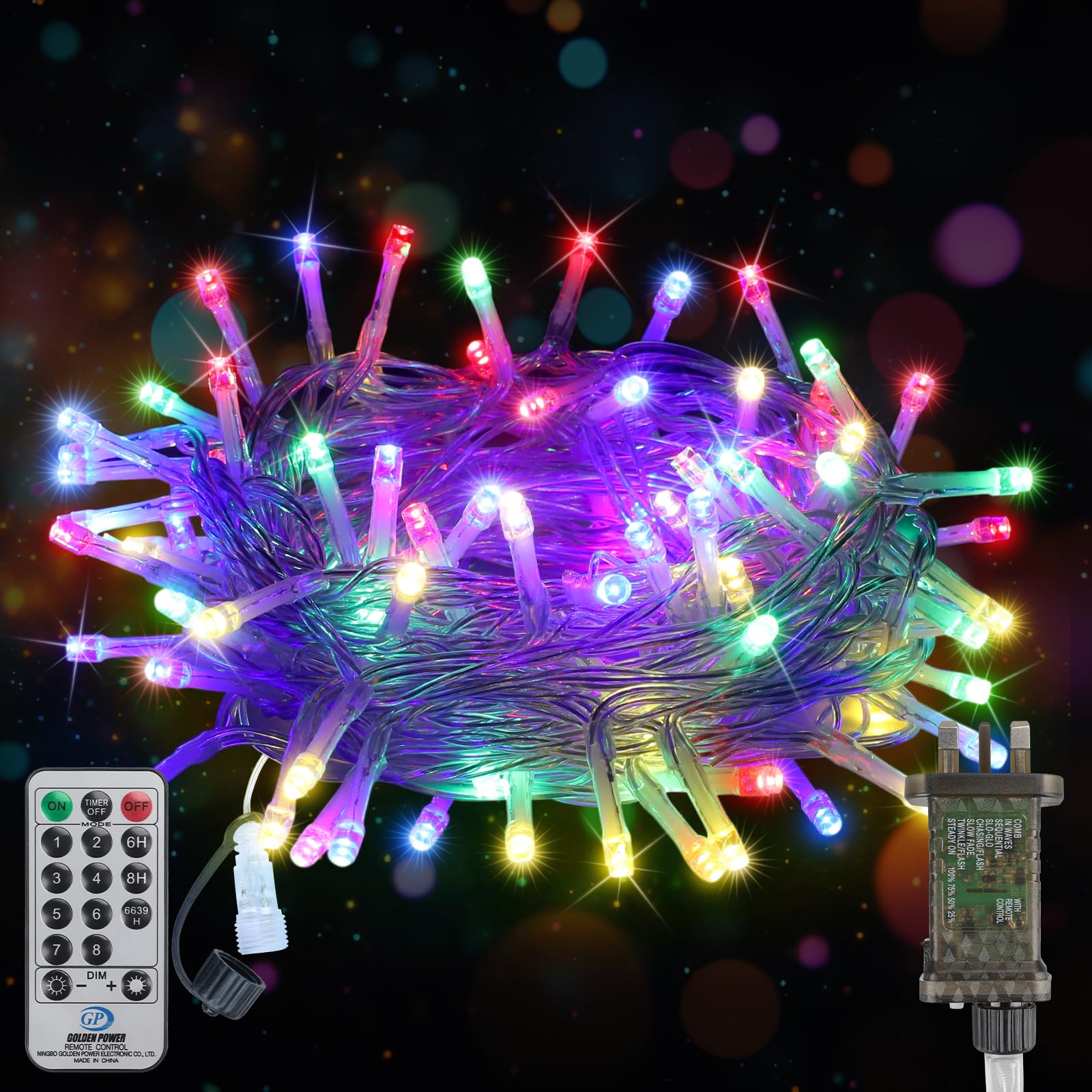10M 100LED Christmas Lights Mains Powered,Mult-iColor Connectable Fairy Lights with Plug/Remote/Timer/8 Modes,Bright Waterproof Battery Lights Outside Indoor Garden Party Wedding Christmas Tree Decor