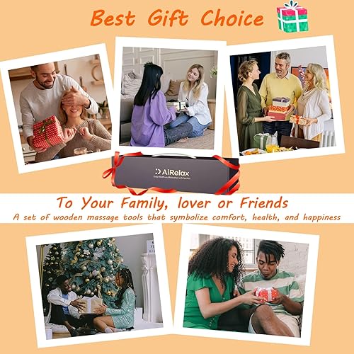 Miniatura 3 de Herramientas de masaje de terapia de madera 7 en 1, regalos para mujeres y hombres, regalos de Navidad para familiaamigopapámamá, masajeador de