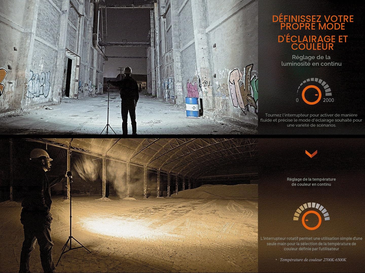 Fenix CL28R Lanterne de travail et d'extérieur rechargeable | 2000 lumens | 58 m | 360 heures max | contrôle de la température de couleur en continu | poignée magnétique | montage sur trépied | 10 000