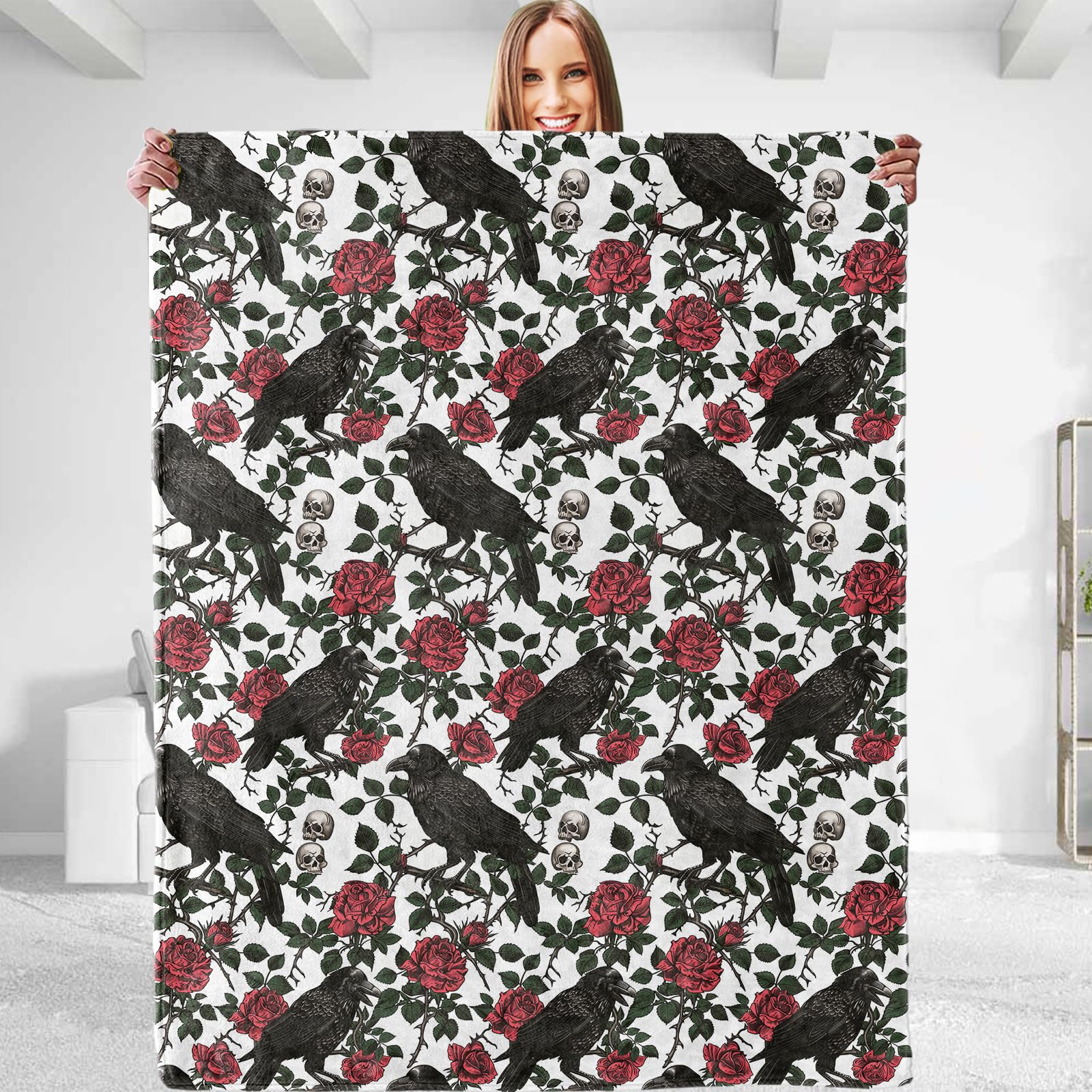 dhakalrlde Funny Crow Throw Blanket - Plush, Soft, Cozy Lightweight Flannel Blanket, Warm and Fuzzy - Perfect for Women & Men, Ideal for Couch, Bed,