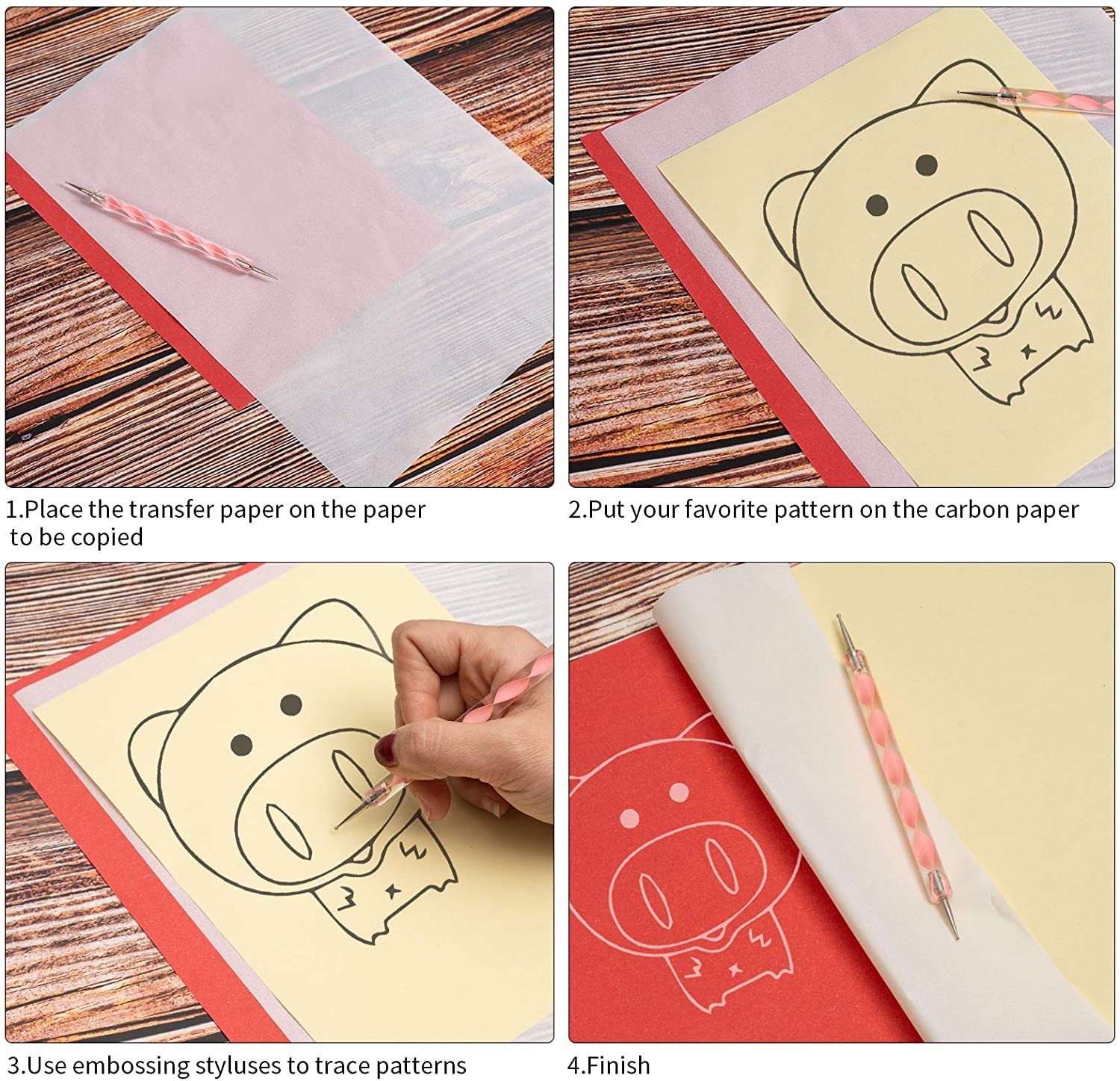 50 arkuszy papieru węglowego, białego papieru grafitowego, papieru transferowego i 5 sztuk rysików do wytłaczania kulkowego do drewna, papieru, płótna i innych powierzchni artystycznych (biały-50)