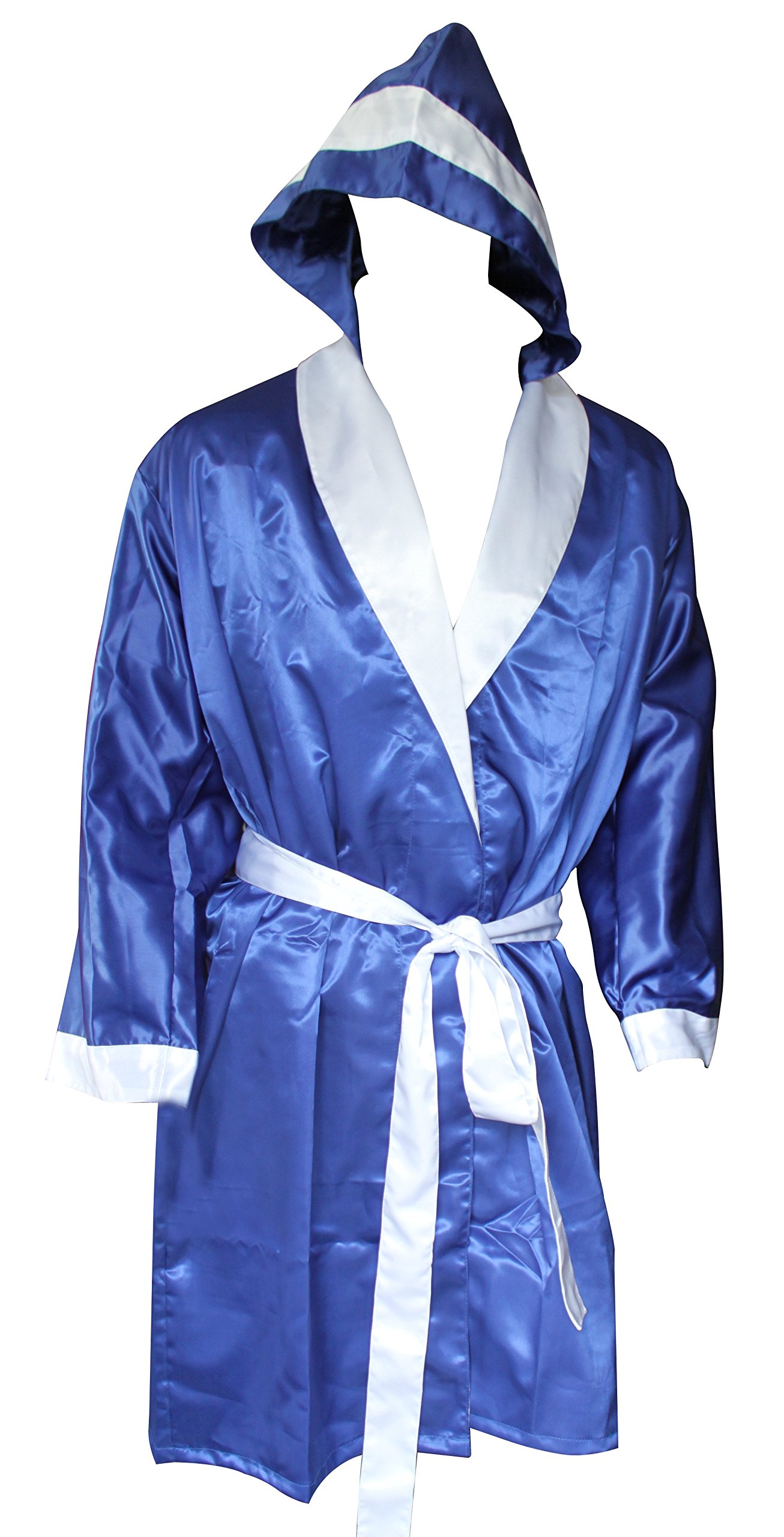 Lisaro Boxermantel mit Kapuze aus Satin blau_weiss