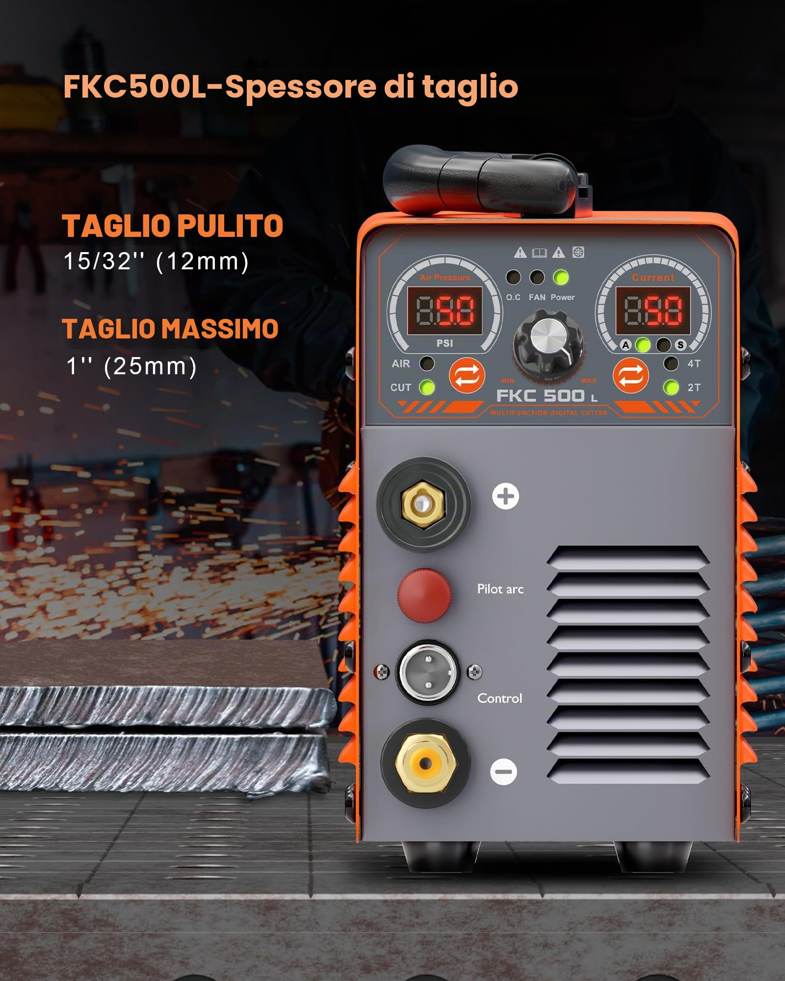 FEIFANKE 230V 50A Taglio Plasma Torcia Da Taglio A Bassa Frequenza IGBT 2T/4T Senza Contatto con Blow Back per Il Taglio Di Acciaio Inox Alluminio E Rame Spessore Massimo Di Taglio 25mm