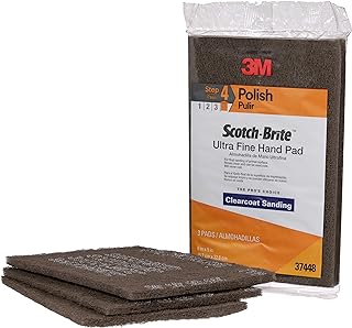 Scotch-Brite Ultra Fine Grade 7448 Hand Pad, Pack of 3, 6 in x 9 in Hand Pads, Nonwoven Silicon Carbide, Surface Preparation, Scuffing, and Cleaning, Gray